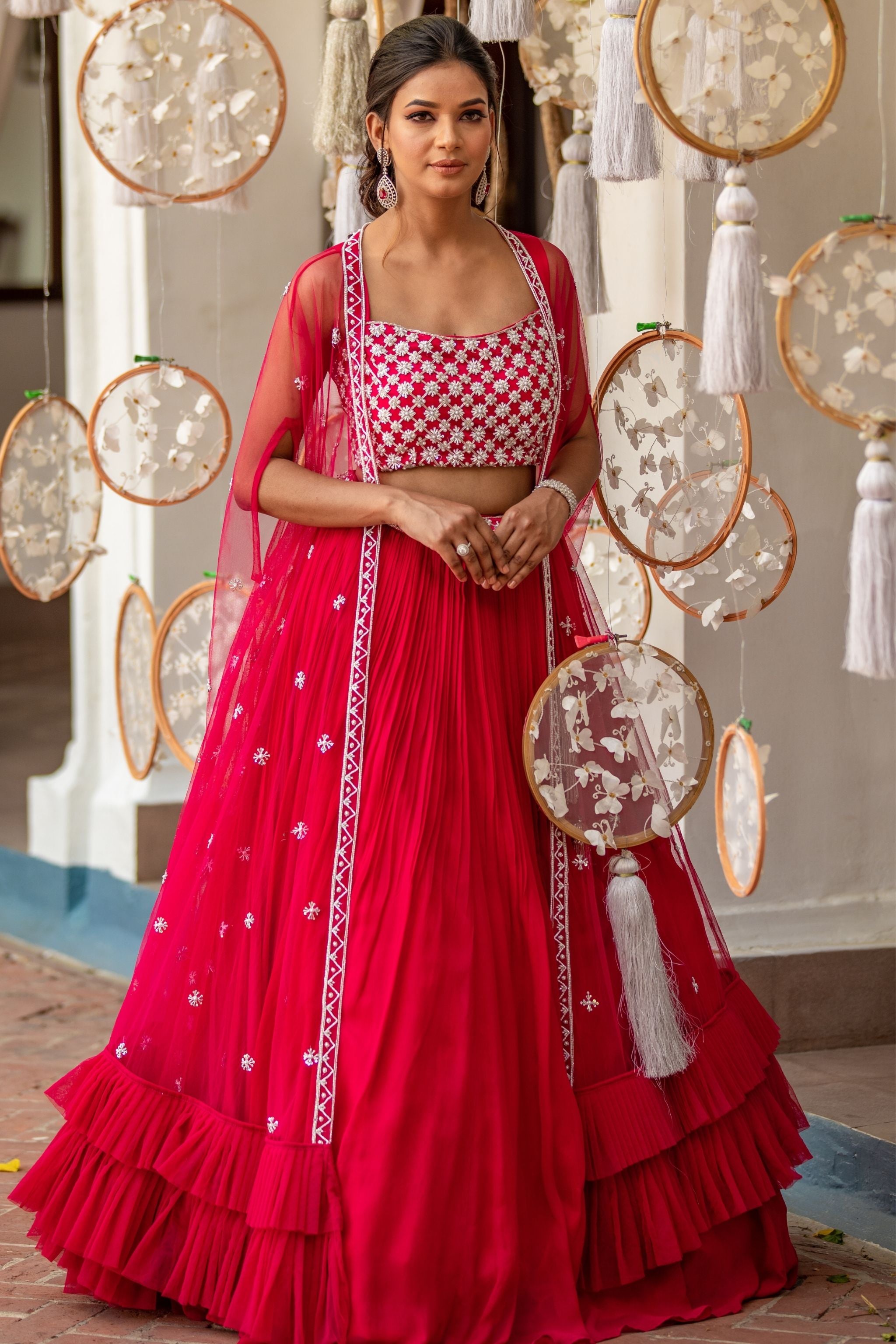 Red Cape Lehenga