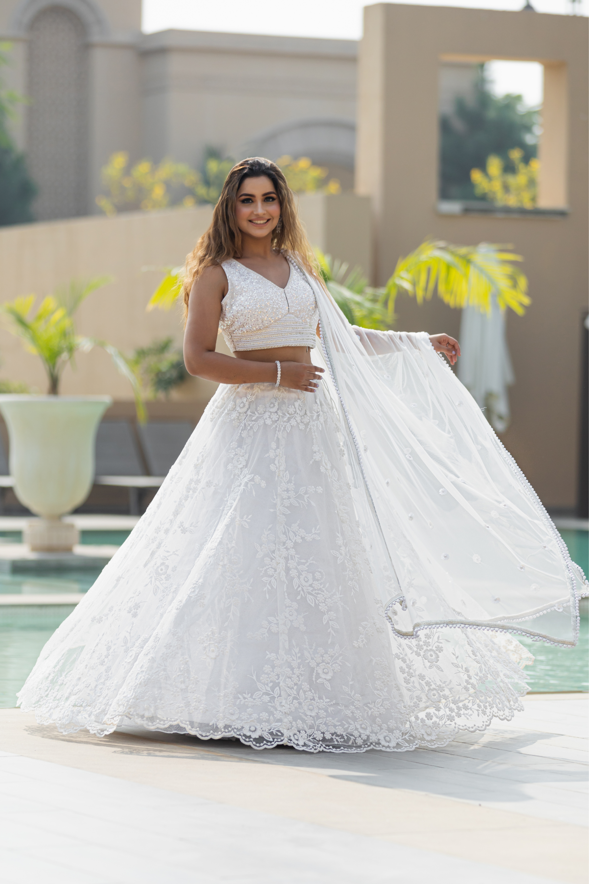 White Embriodered Lehenga
