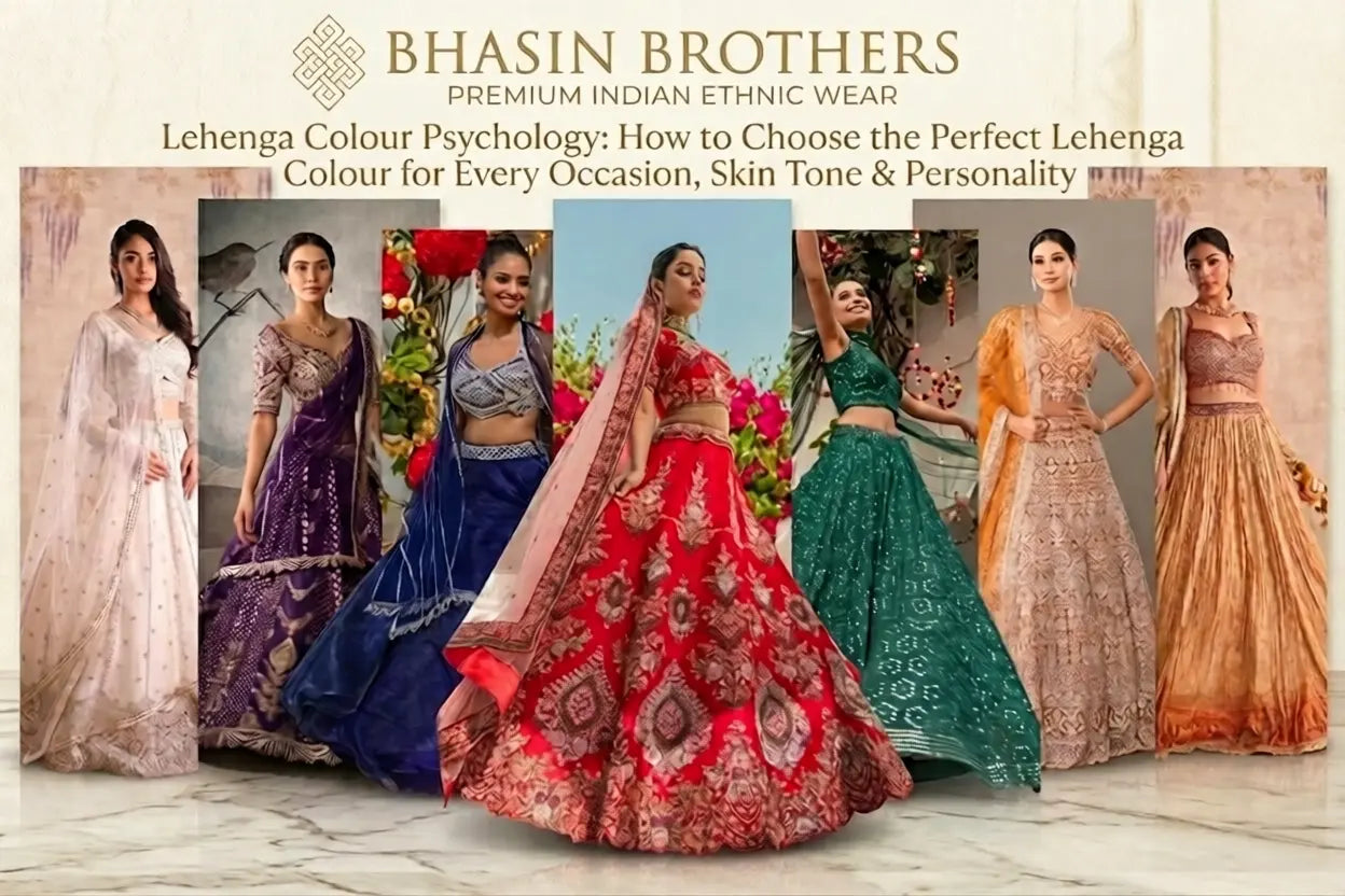 Lehenga Colour Psychology: How to Choose the Perfect Lehenga Colour for Every Occasion, Skin Tone & Personality