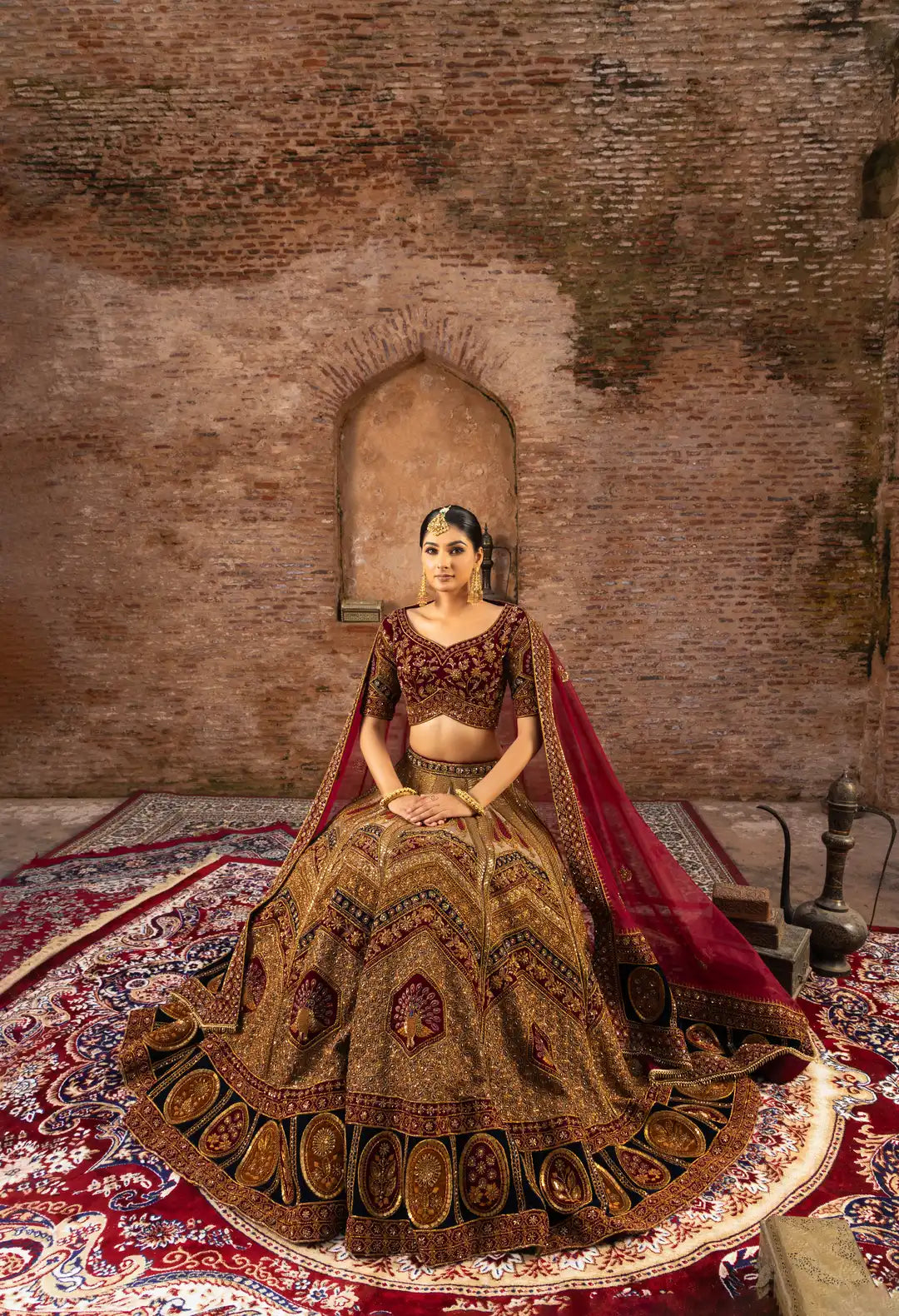 Marwari Silk Bridal Lehenga with Zardozi Embroidery