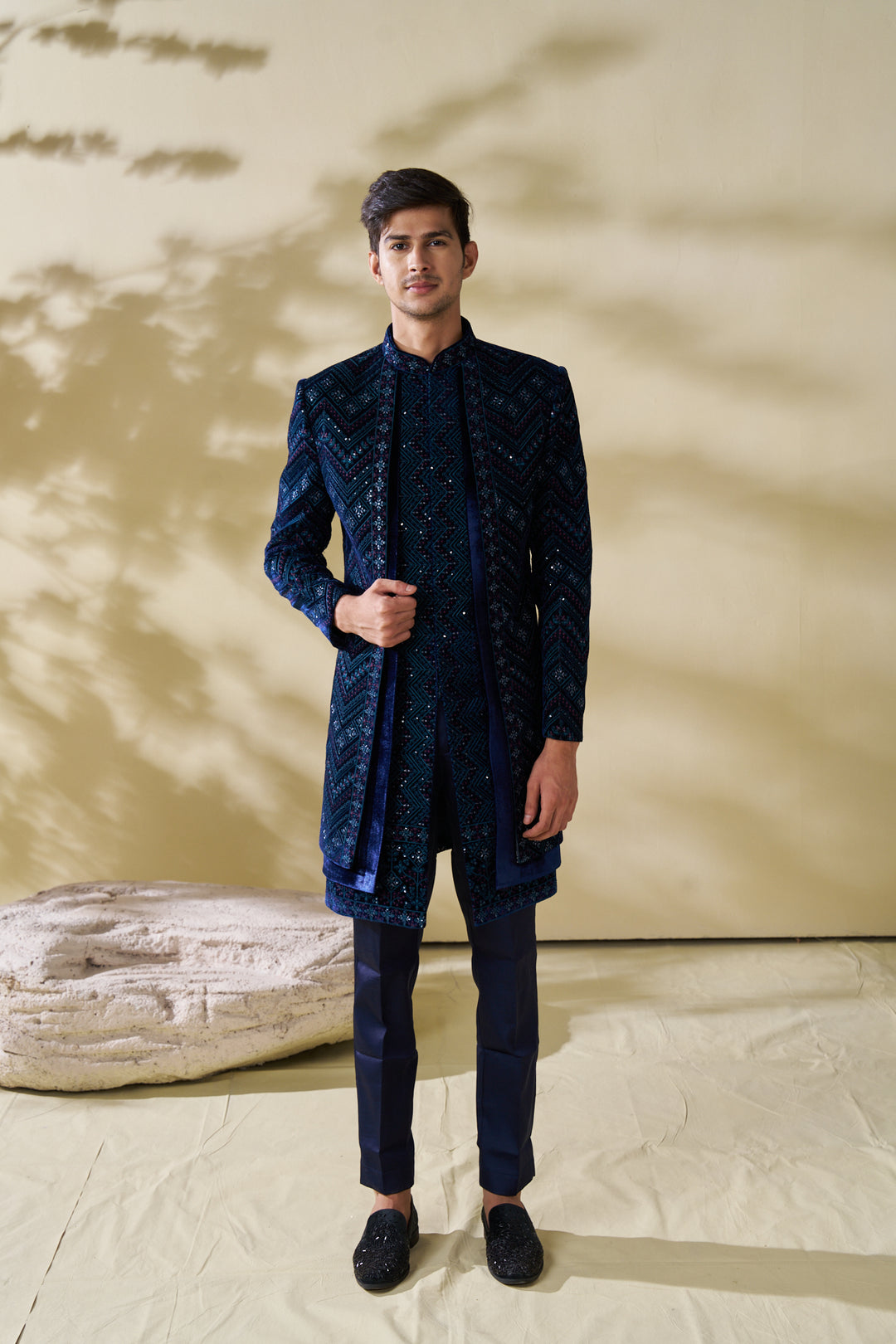Reception Latest Groom Wear Sherwani Western Dress Male Wedding Dress Designers Blue Indo Western Sherwani For Reception Latest Groom Wear Sherwani Western Dress Male Wedding Dress Designers Blue Indo Western Sherwani For