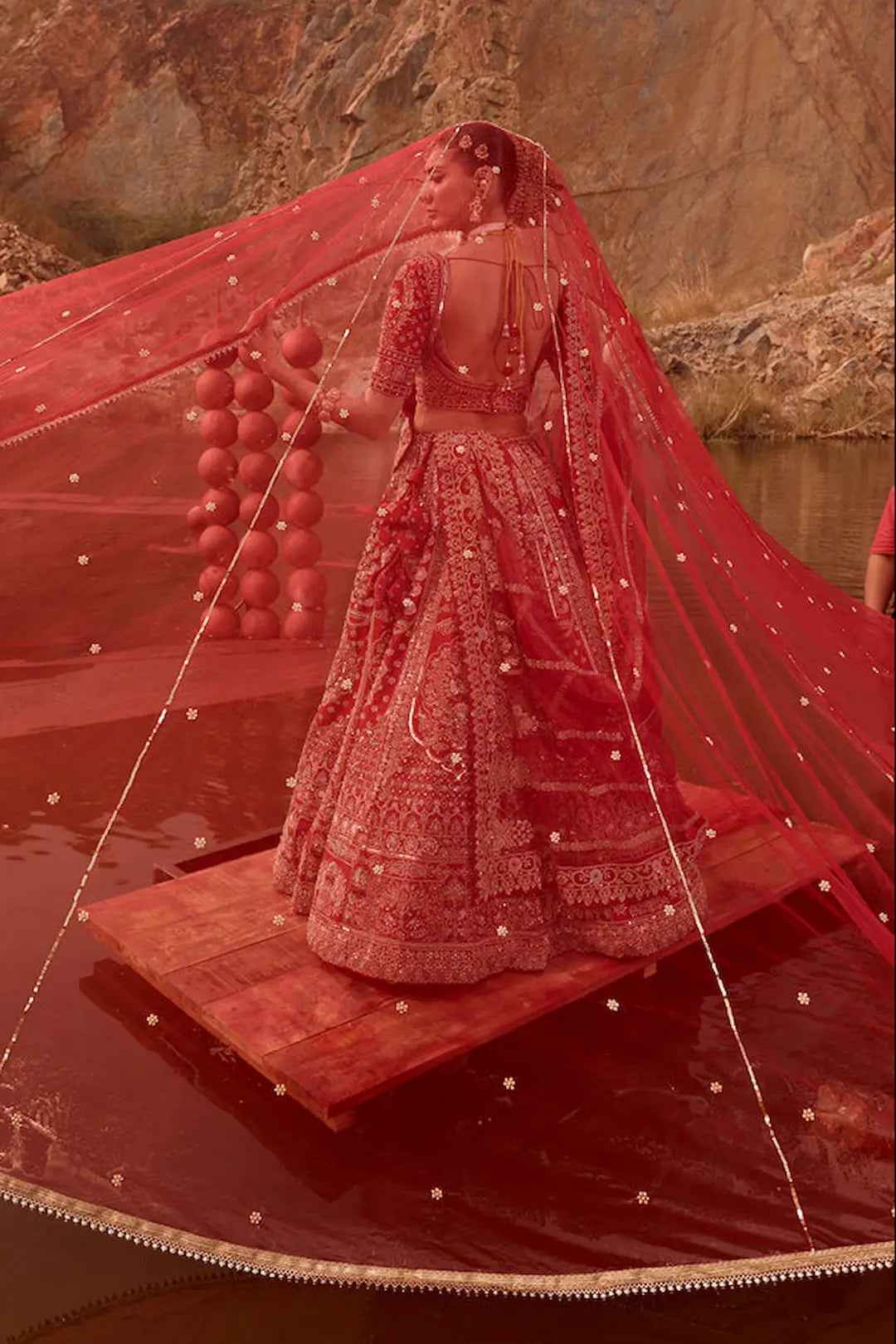 Red Bridal Lehenga MIRRORWORK