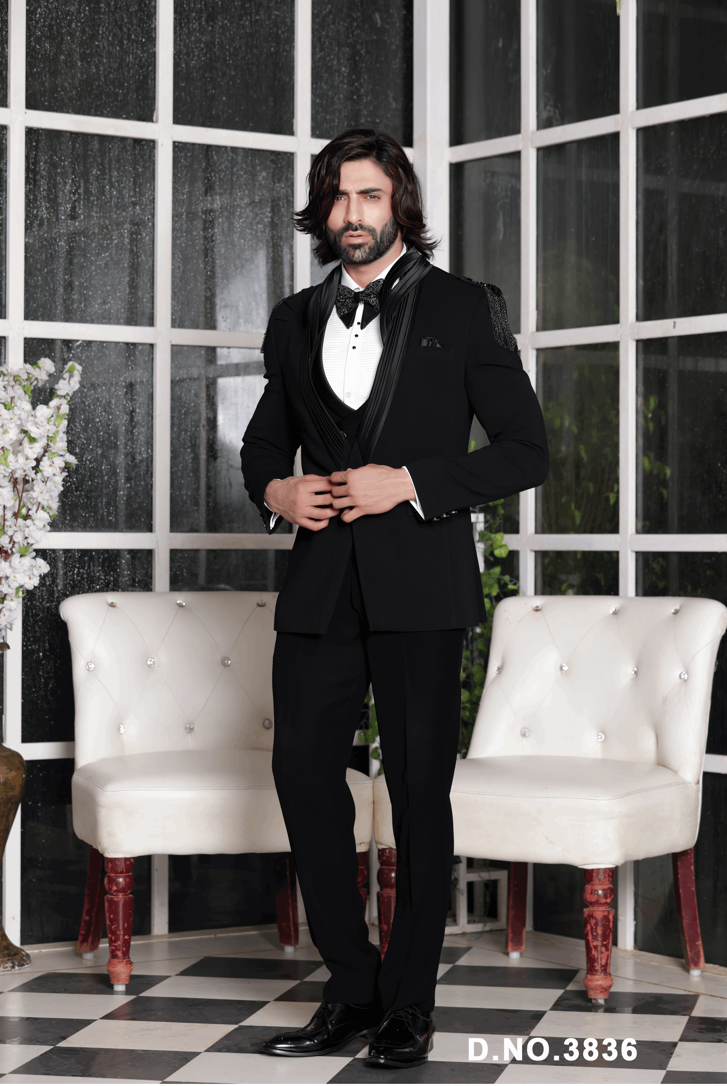 Classic Black Tuxedo with Statement Collar