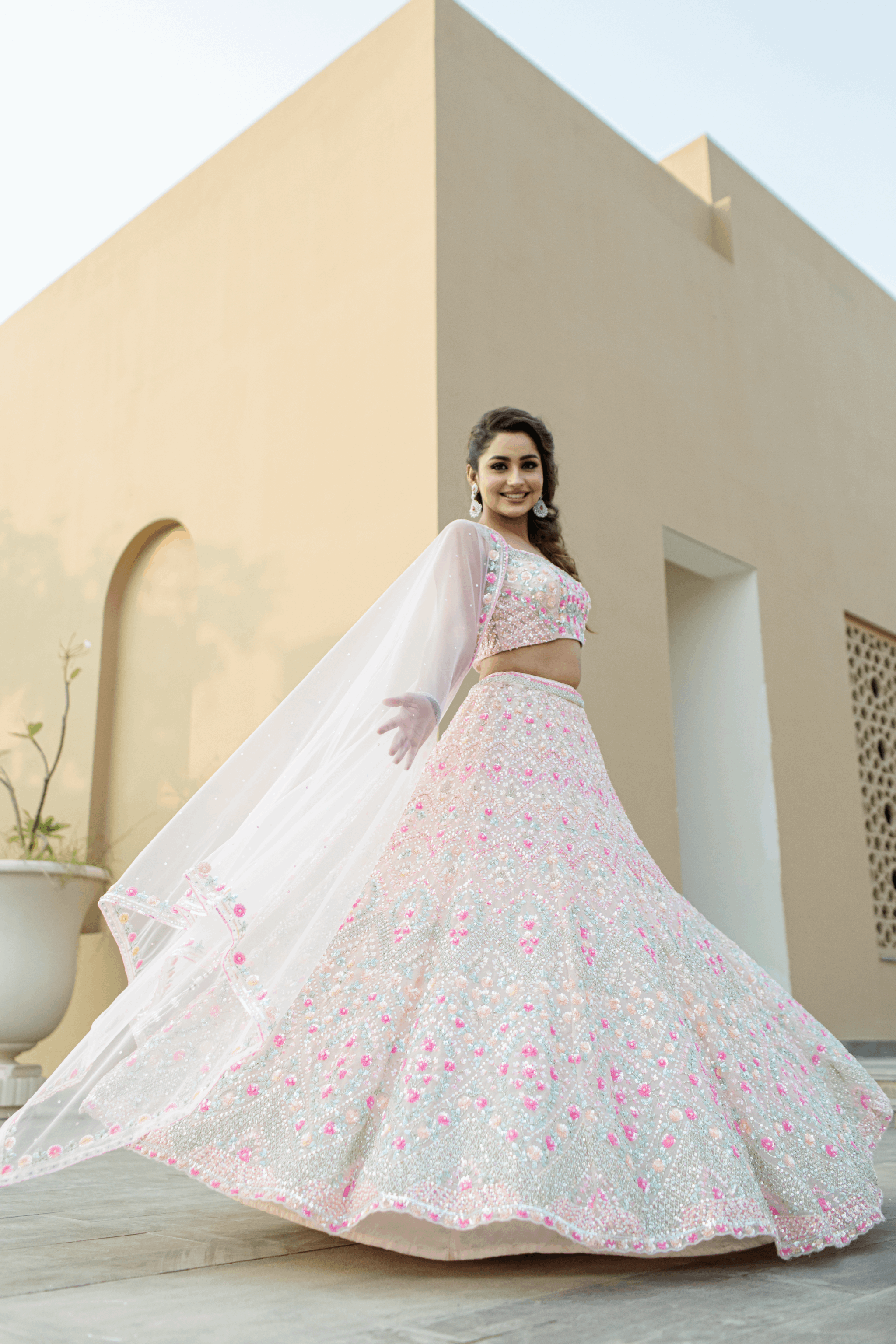 Multi Color & White & Cream & Purple & Wine & Gold & Light Pink Wedding &  Party Wear Half Saree Lehenga - Buy Trending Multi Color & White & Cream &