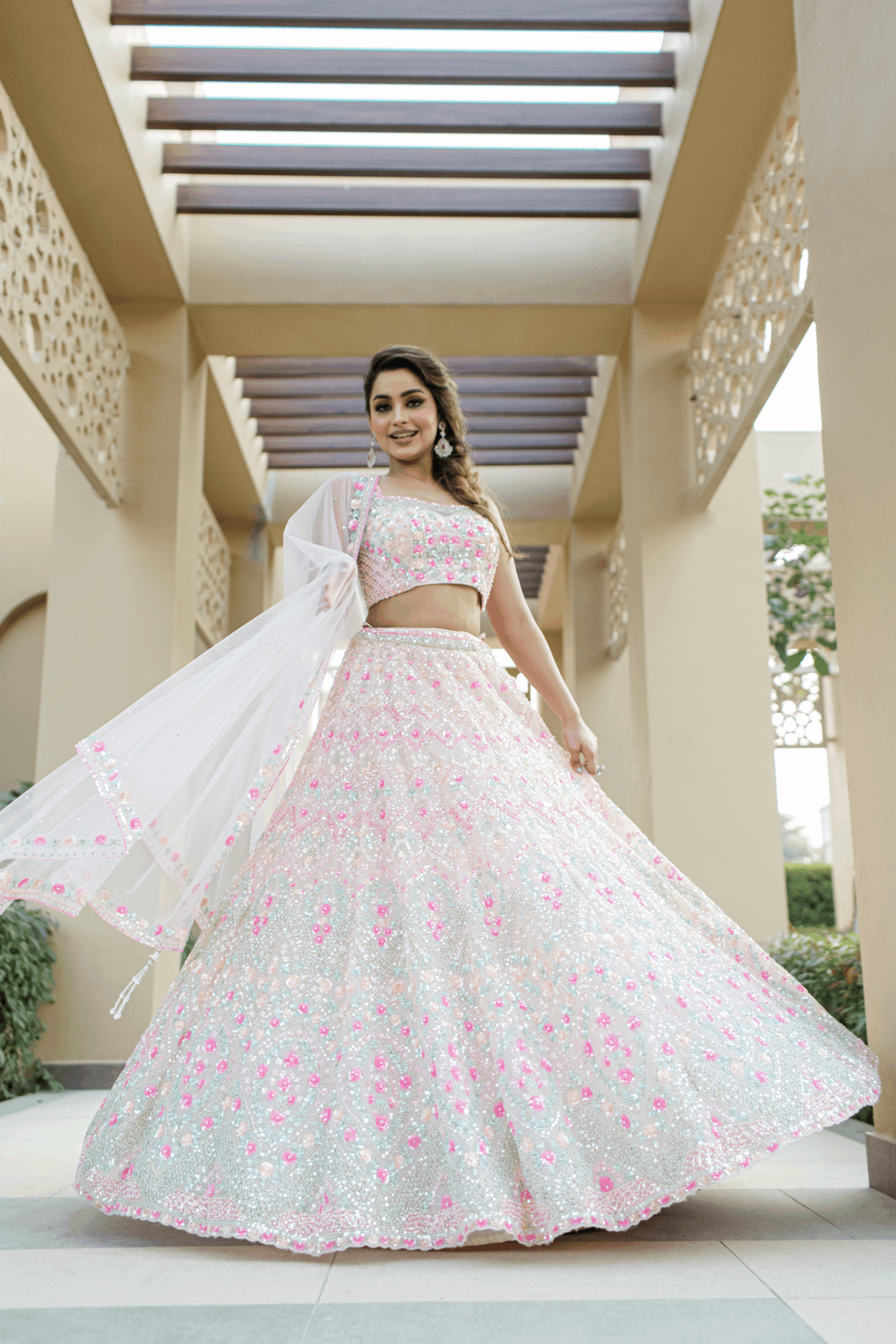 Buy White and Pink Lehenga Online In India - Etsy India