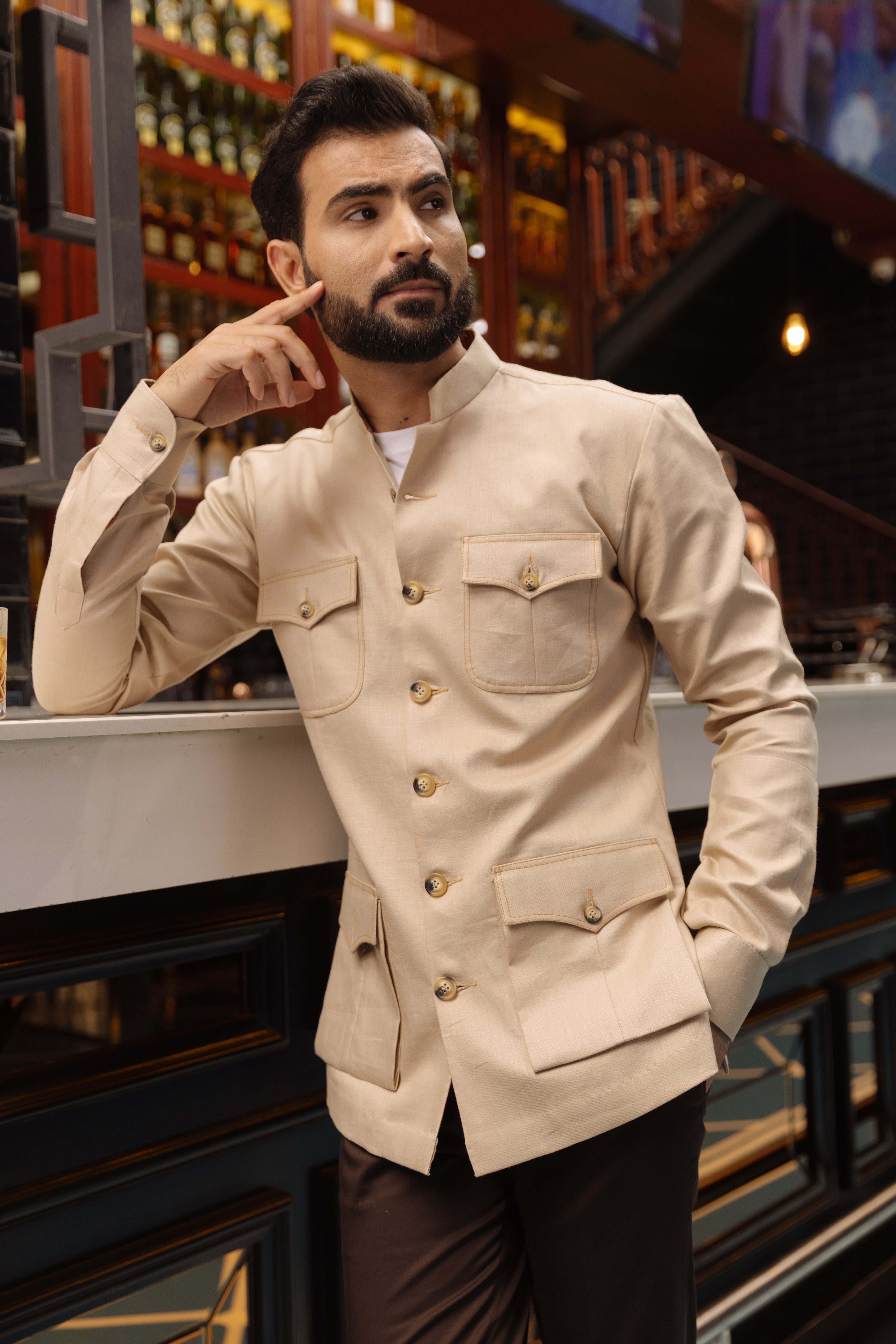 Super Seller Safari Shirt with Chinese Collar