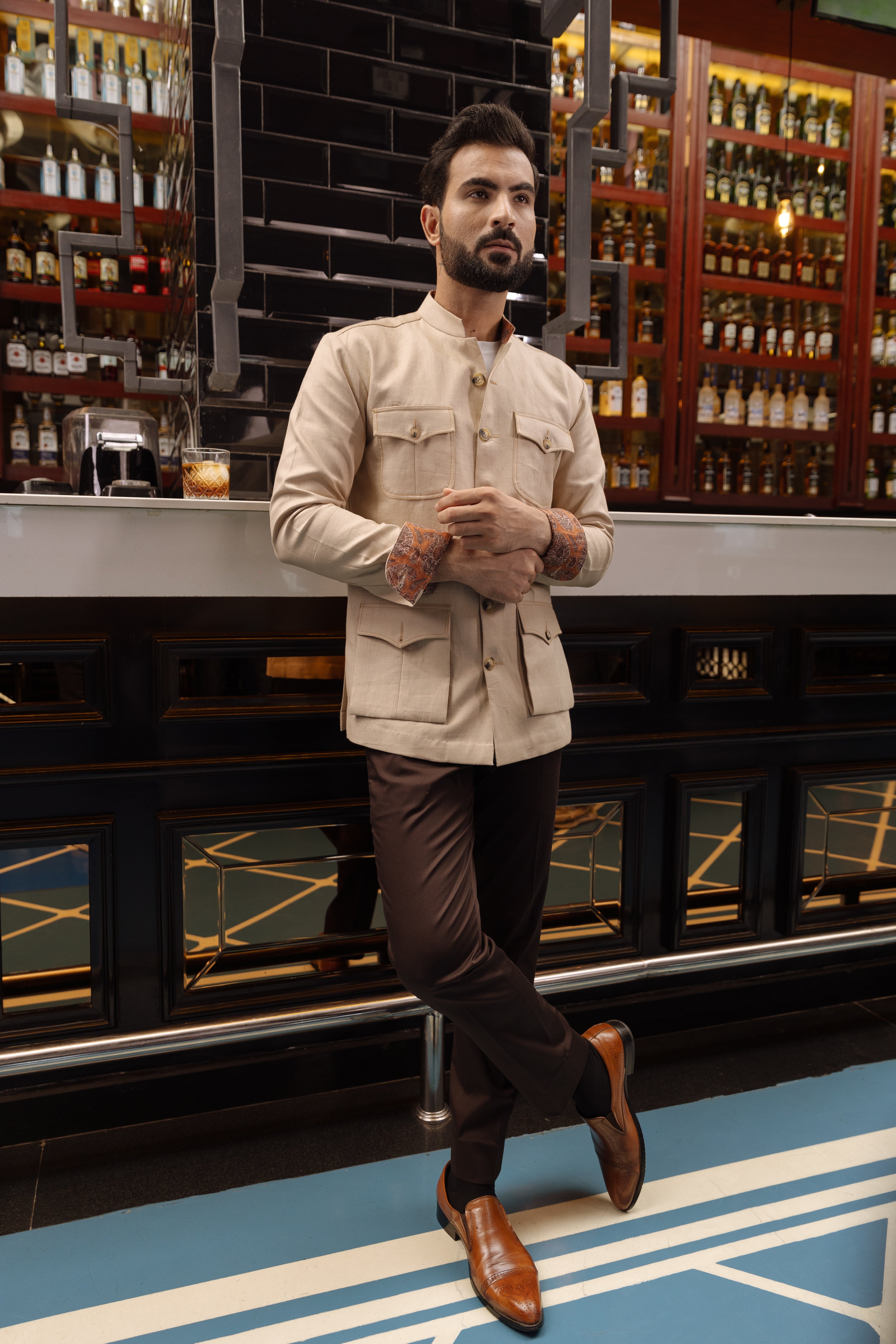 Super Seller Safari Shirt with Chinese Collar