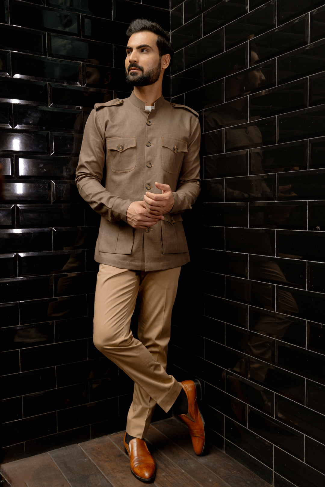 Safari Shirt with Shoulder Flap and Four Pockets