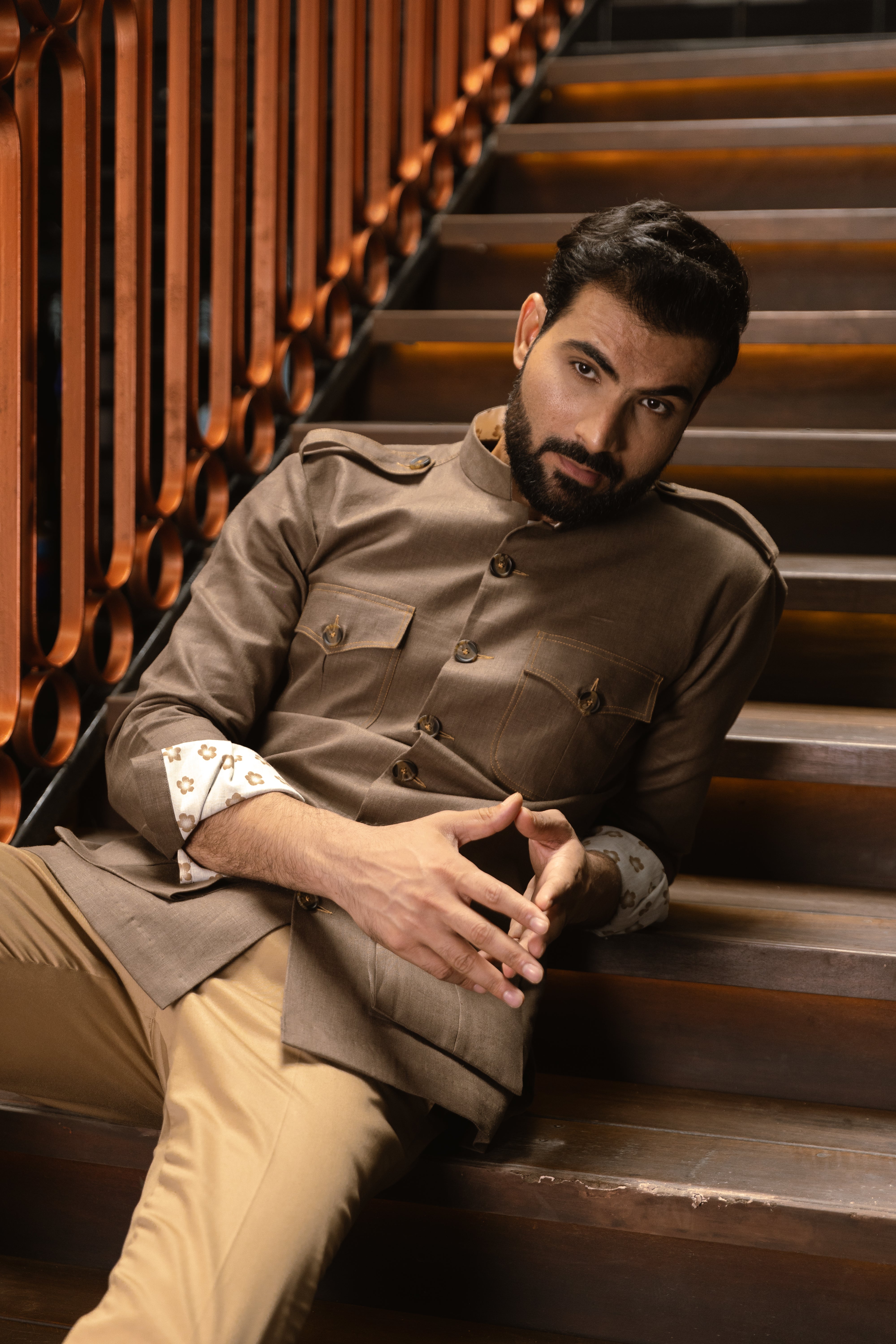 Safari Shirt with Shoulder Flap and Four Pockets