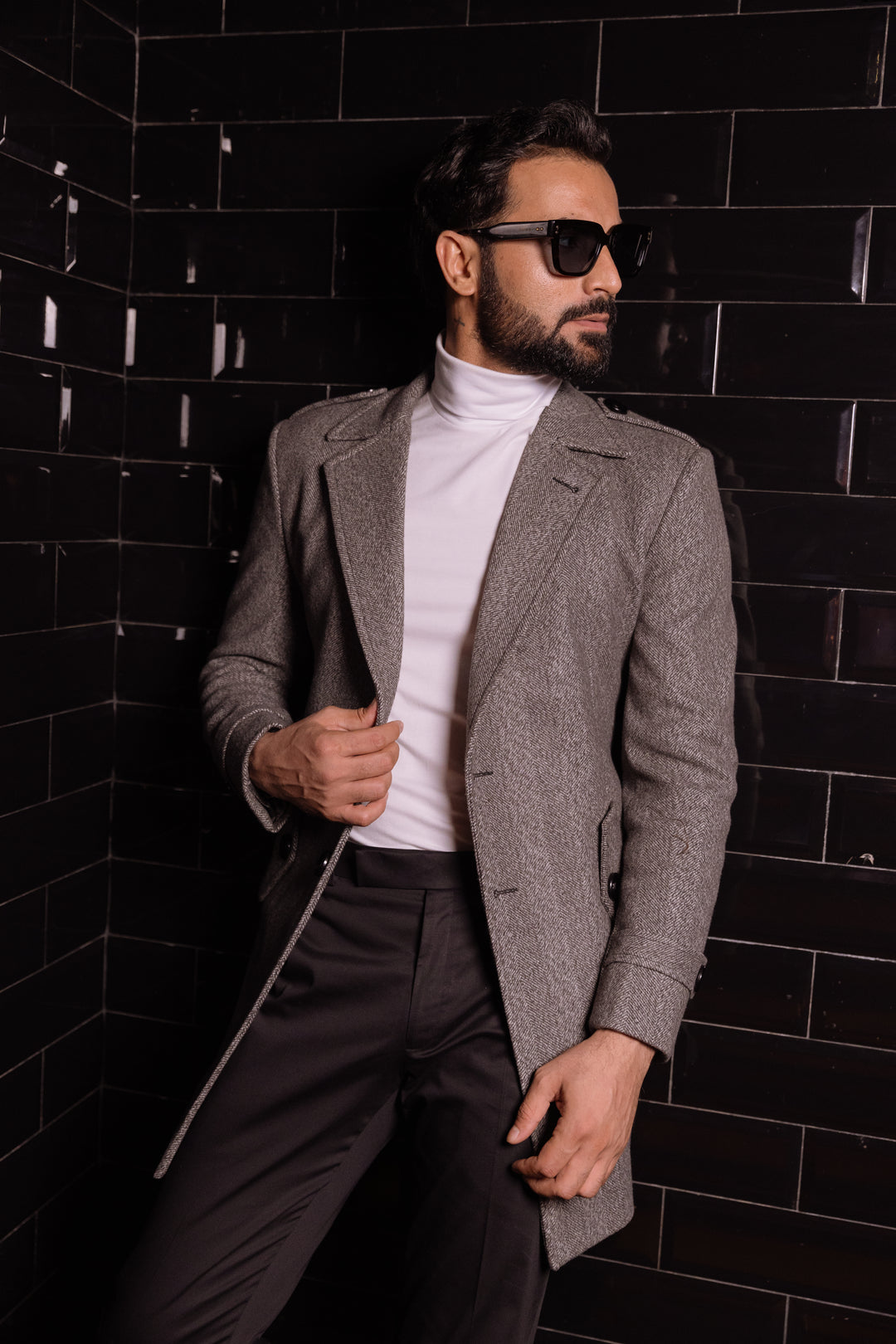 Overcoat Grey Herringbone