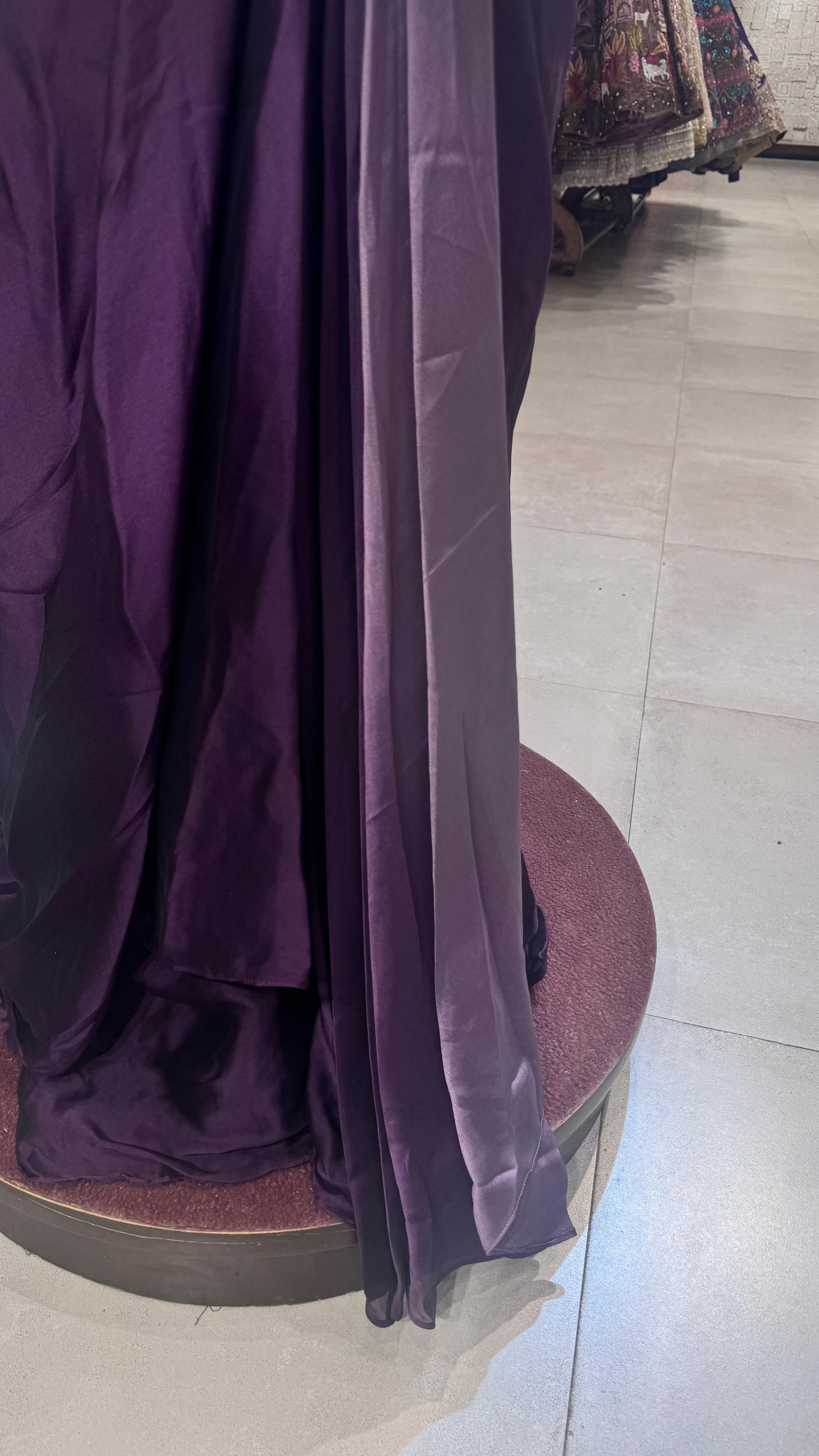 Purple organza saree