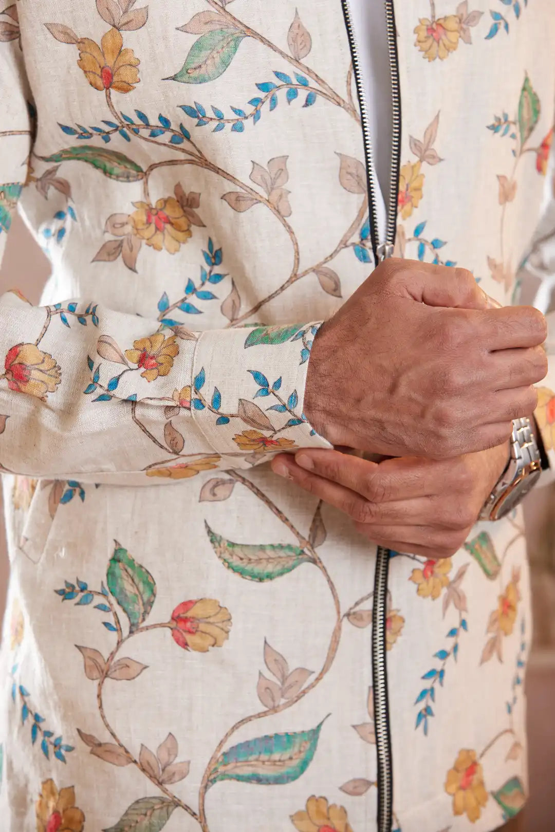 Floral printed summer Linen Jacket