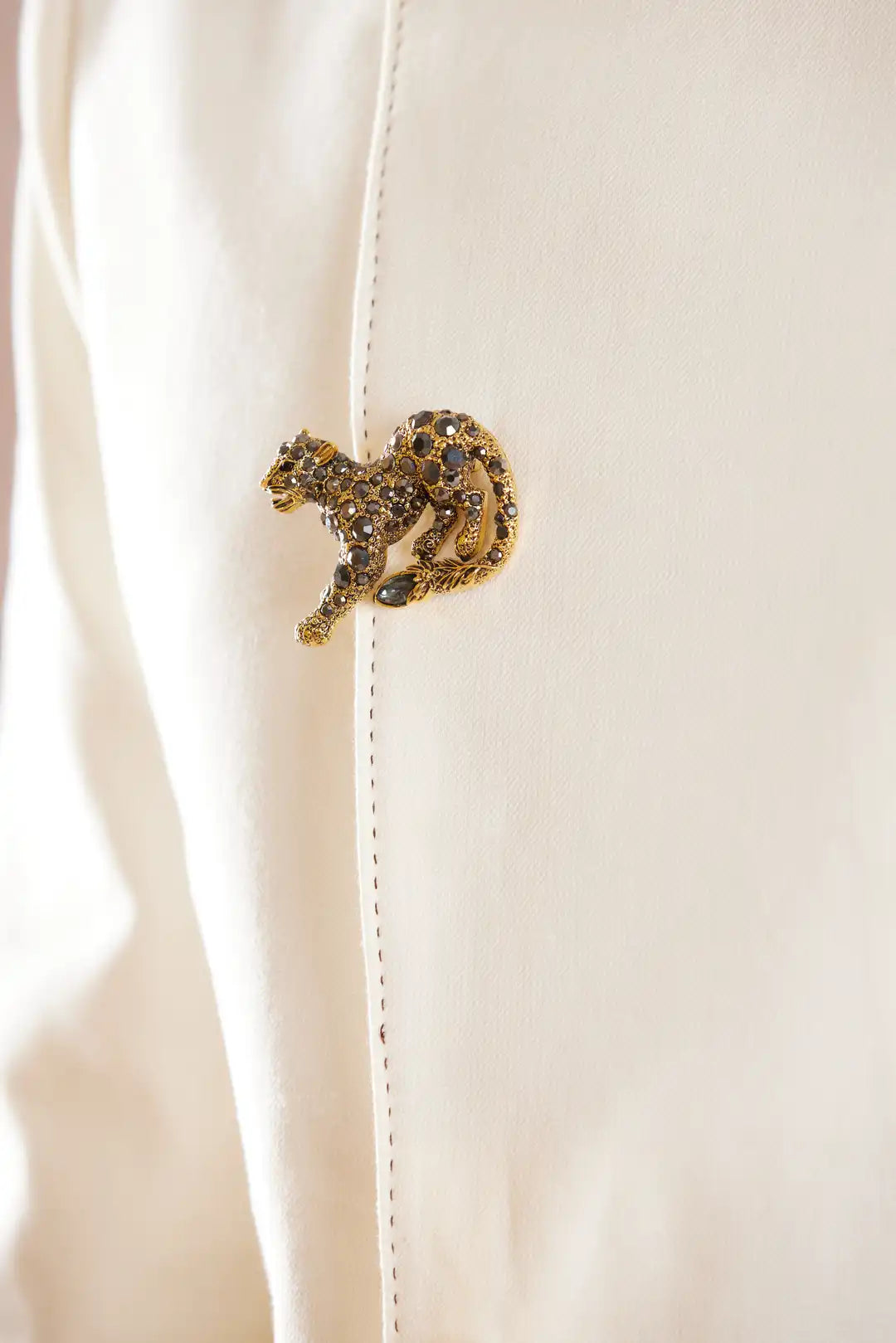 Ivory Asymmetric Linen Bandgala with statement buttons