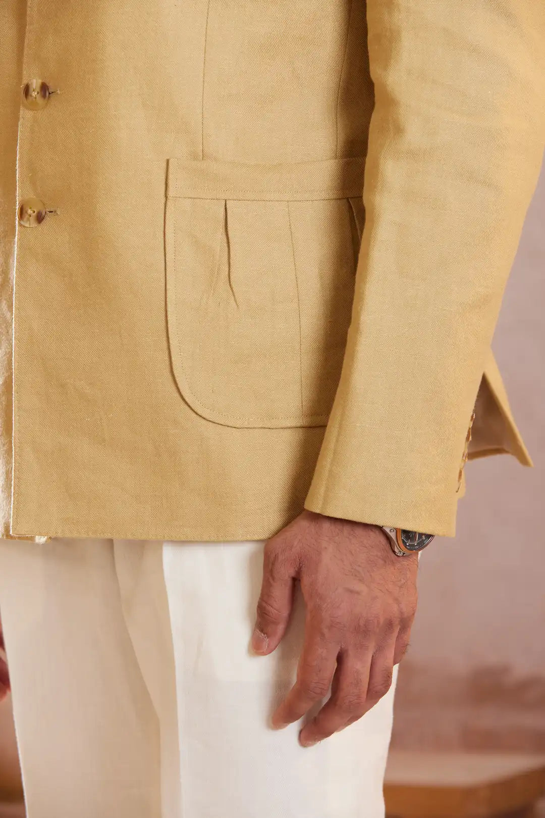 Safari inspired Beige Linen Bandgala