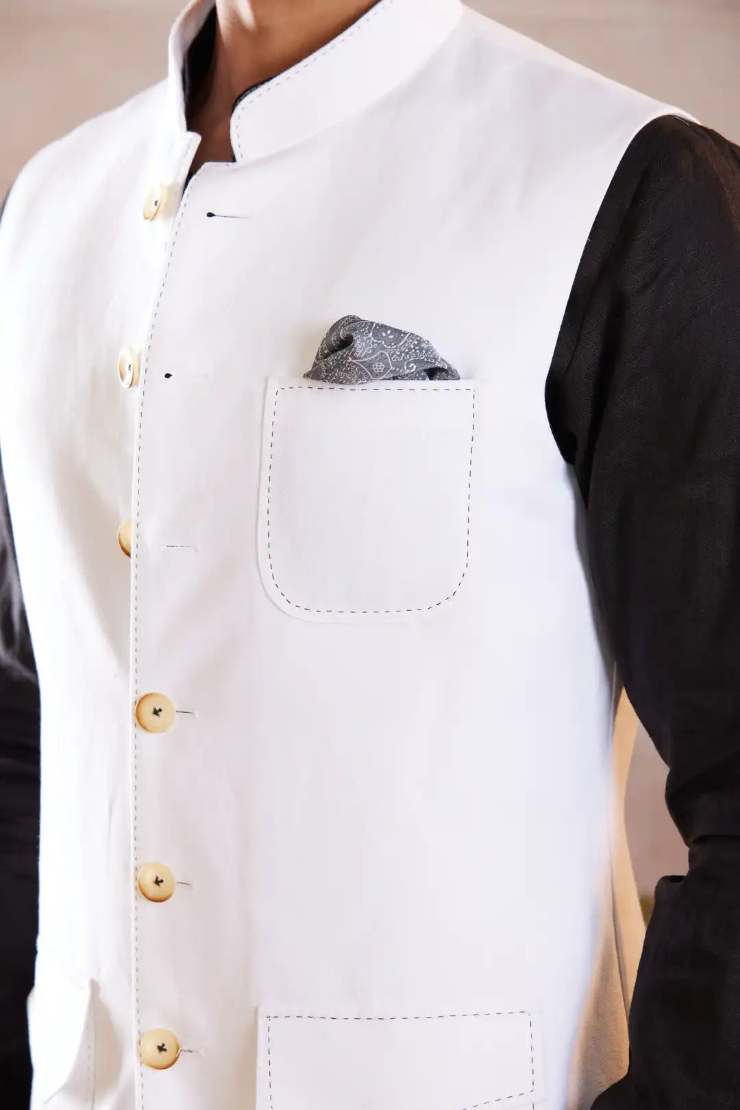 Tailored Summer Stark White Linen Sadri