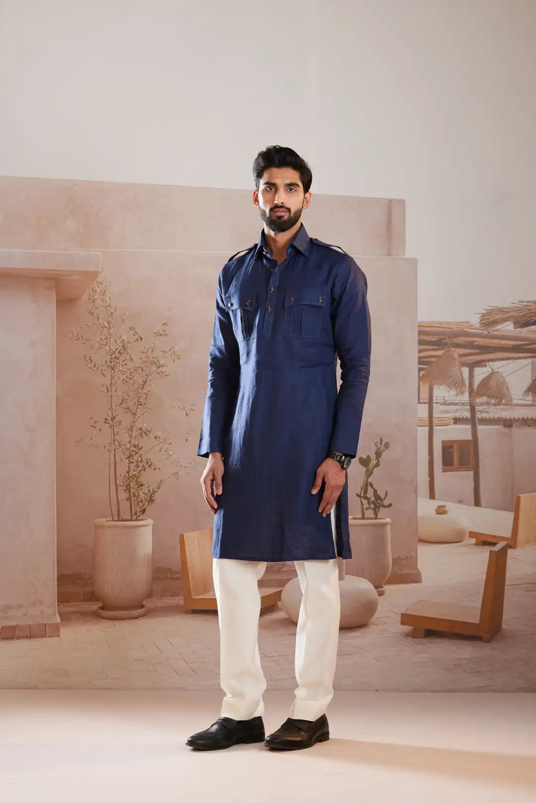 The Royal Navy Pathani Linen Kurta