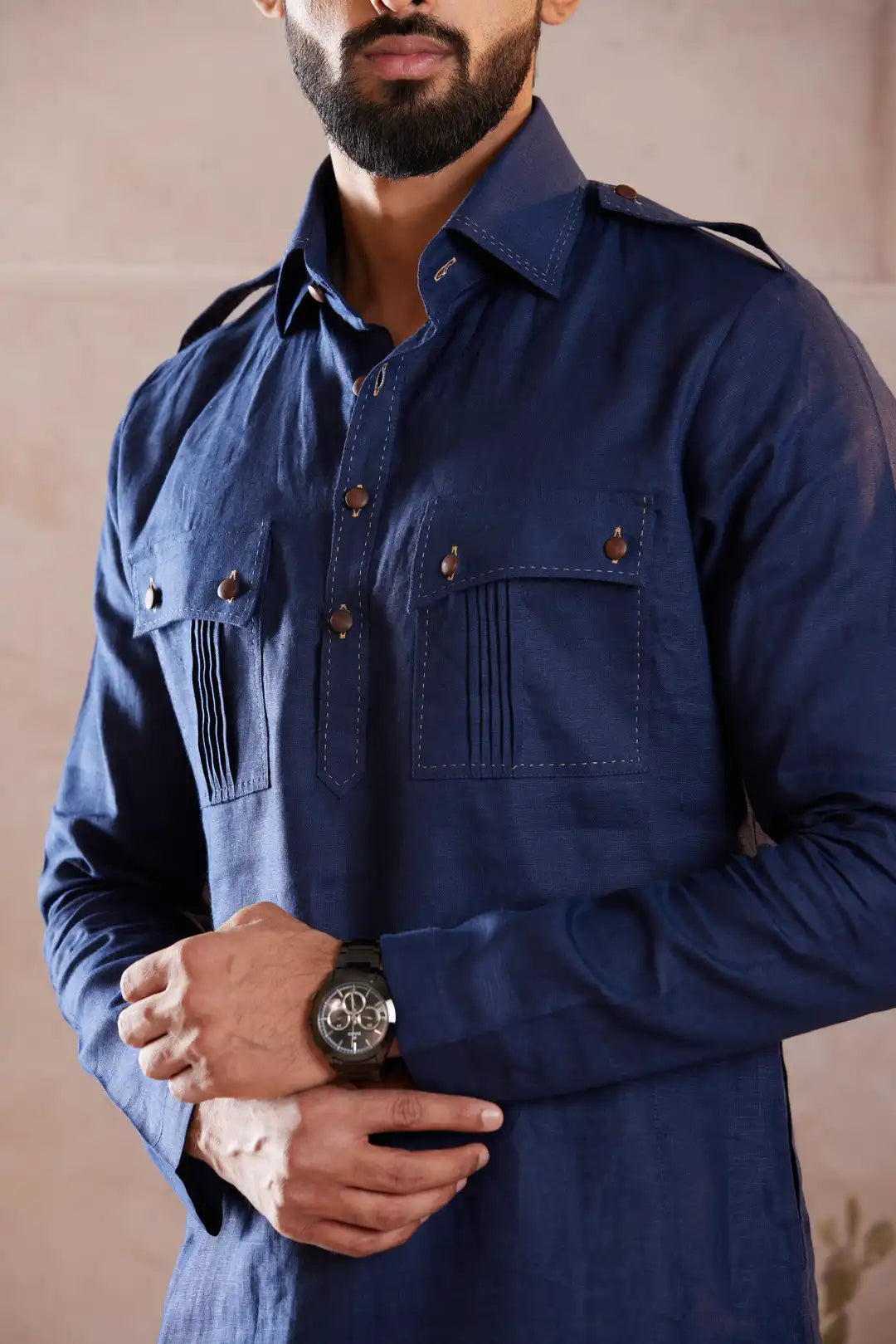 The Royal Navy Pathani Linen Kurta