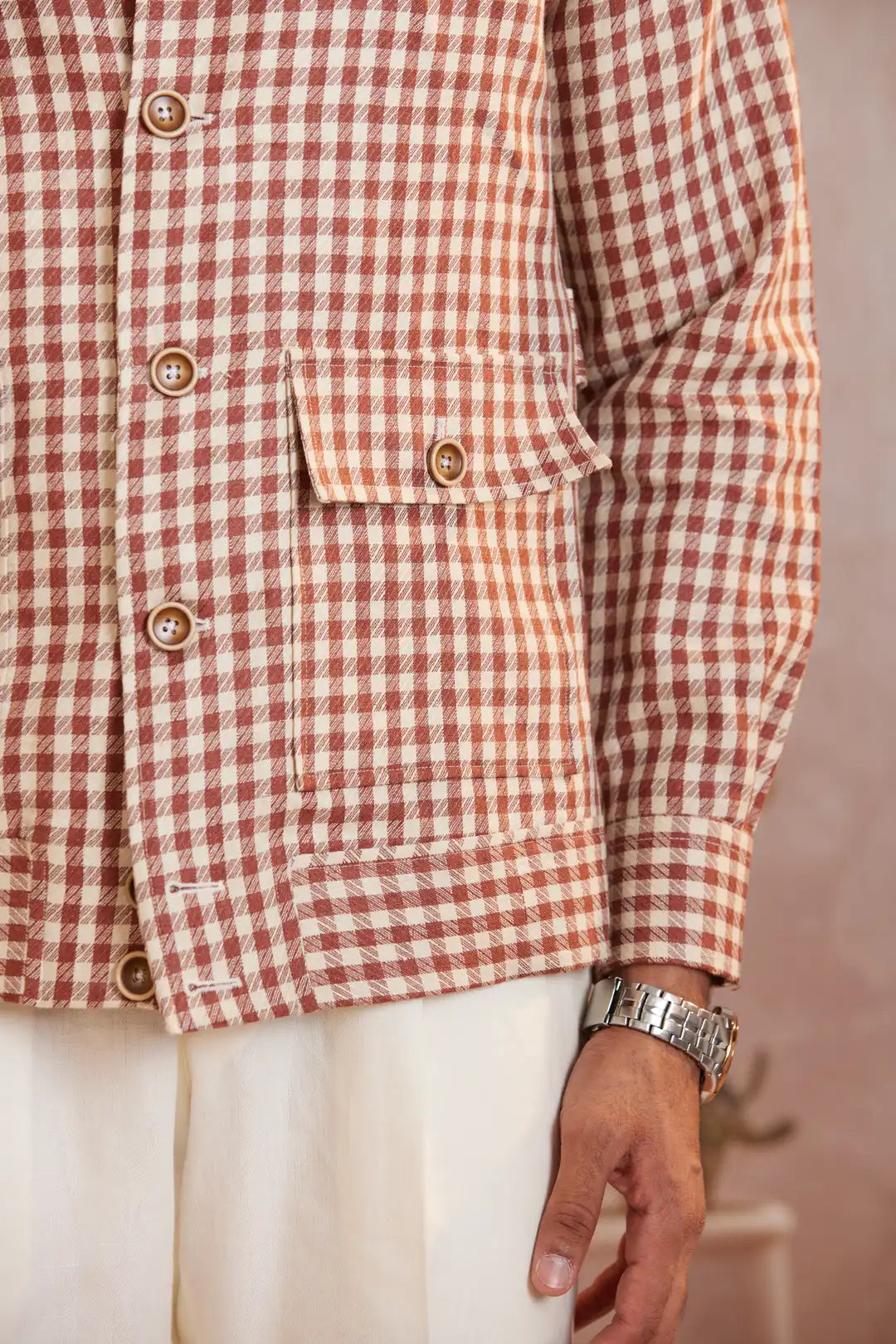 Checkered Summer Linen Jacket