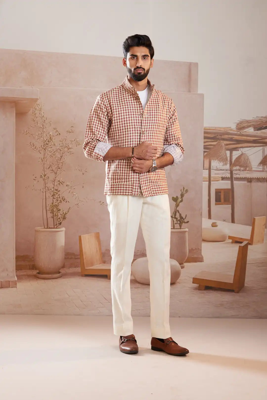 Checkered Summer Linen Jacket