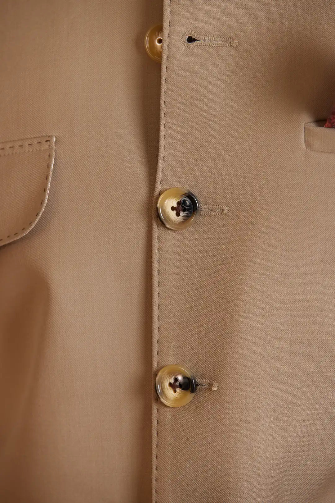 Beige multi-pocket Nehru jacket