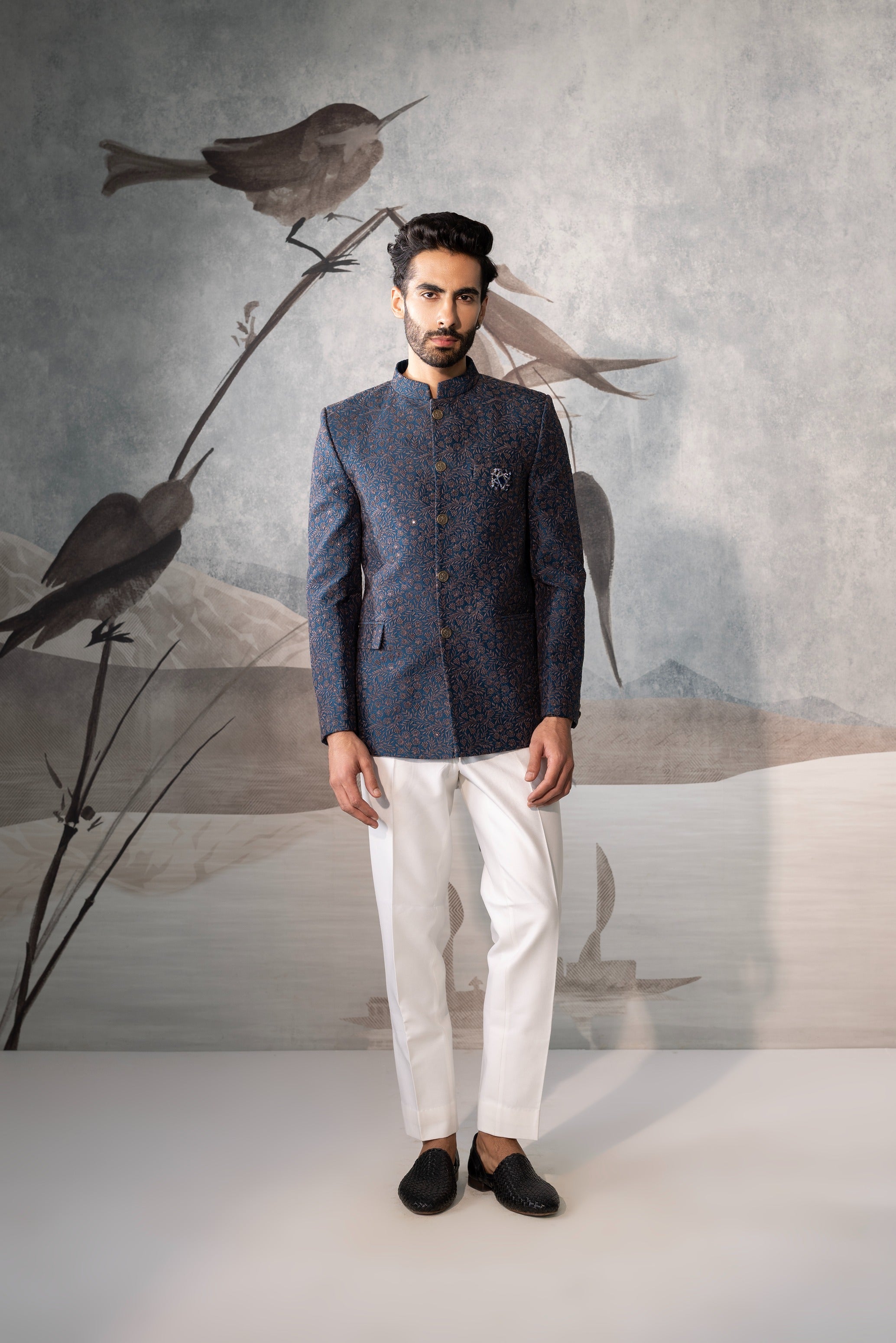 Men’s Teel  Blue Bandhgala Jacket