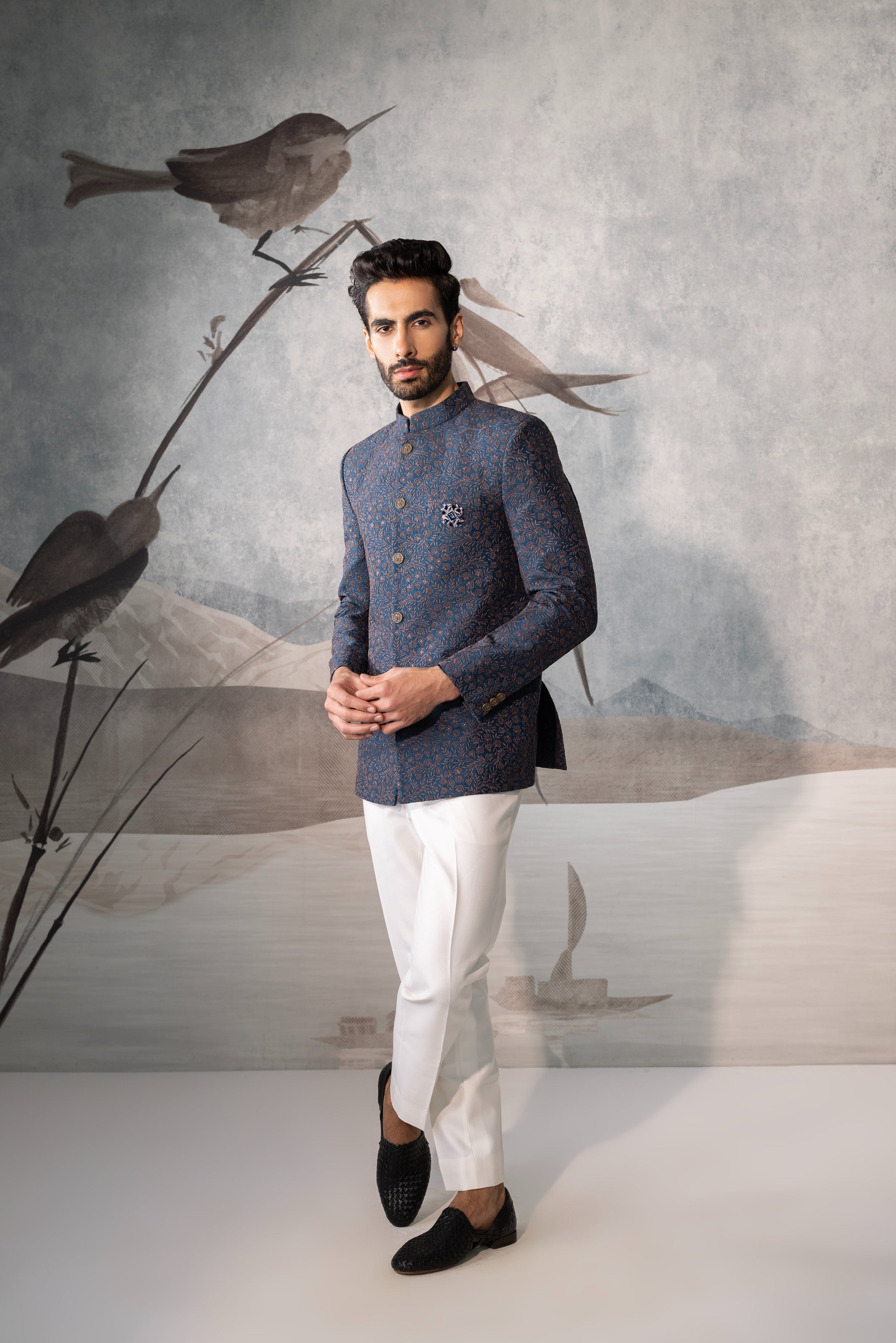 Men’s Teel  Blue Bandhgala Jacket