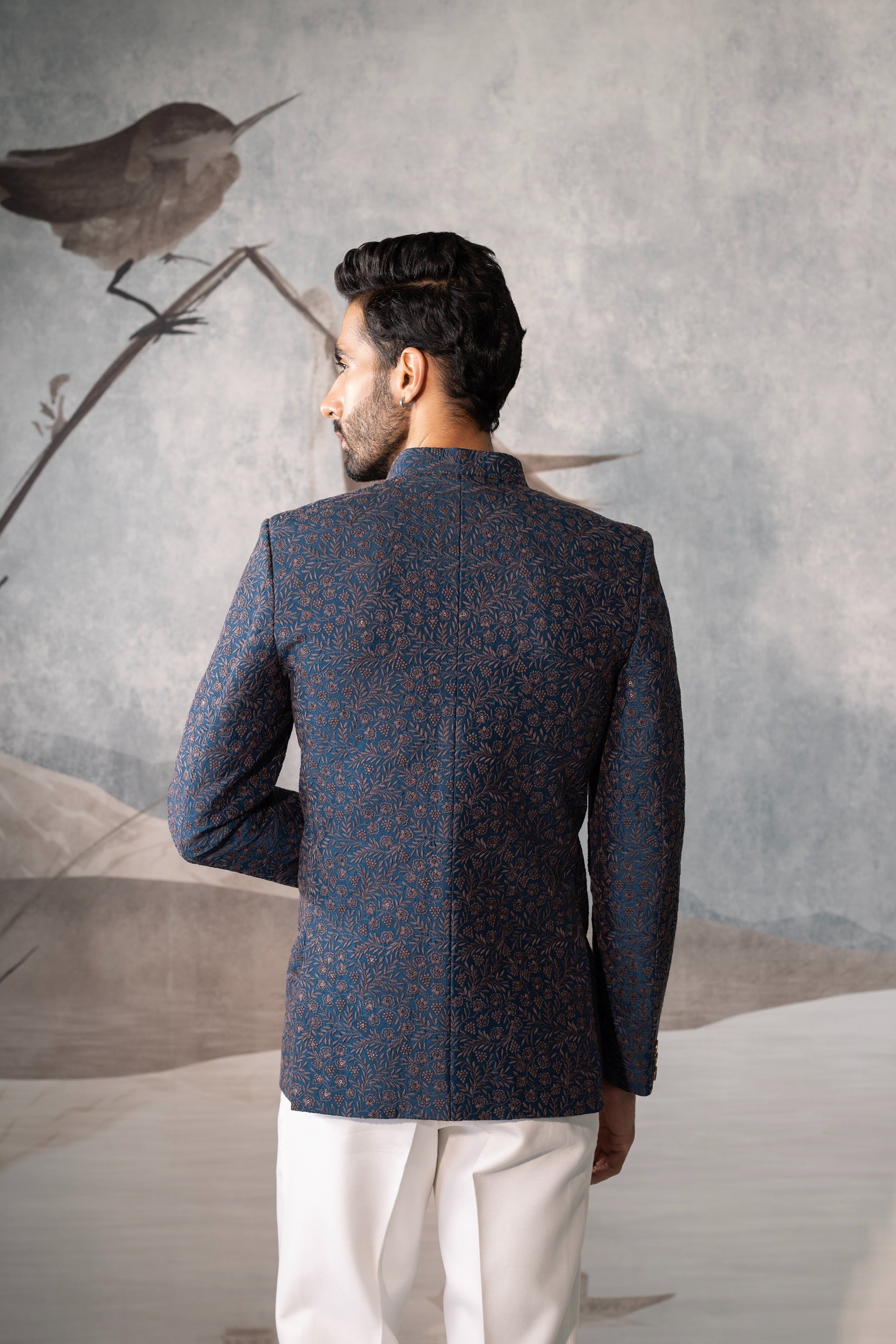 Men’s Teel  Blue Bandhgala Jacket