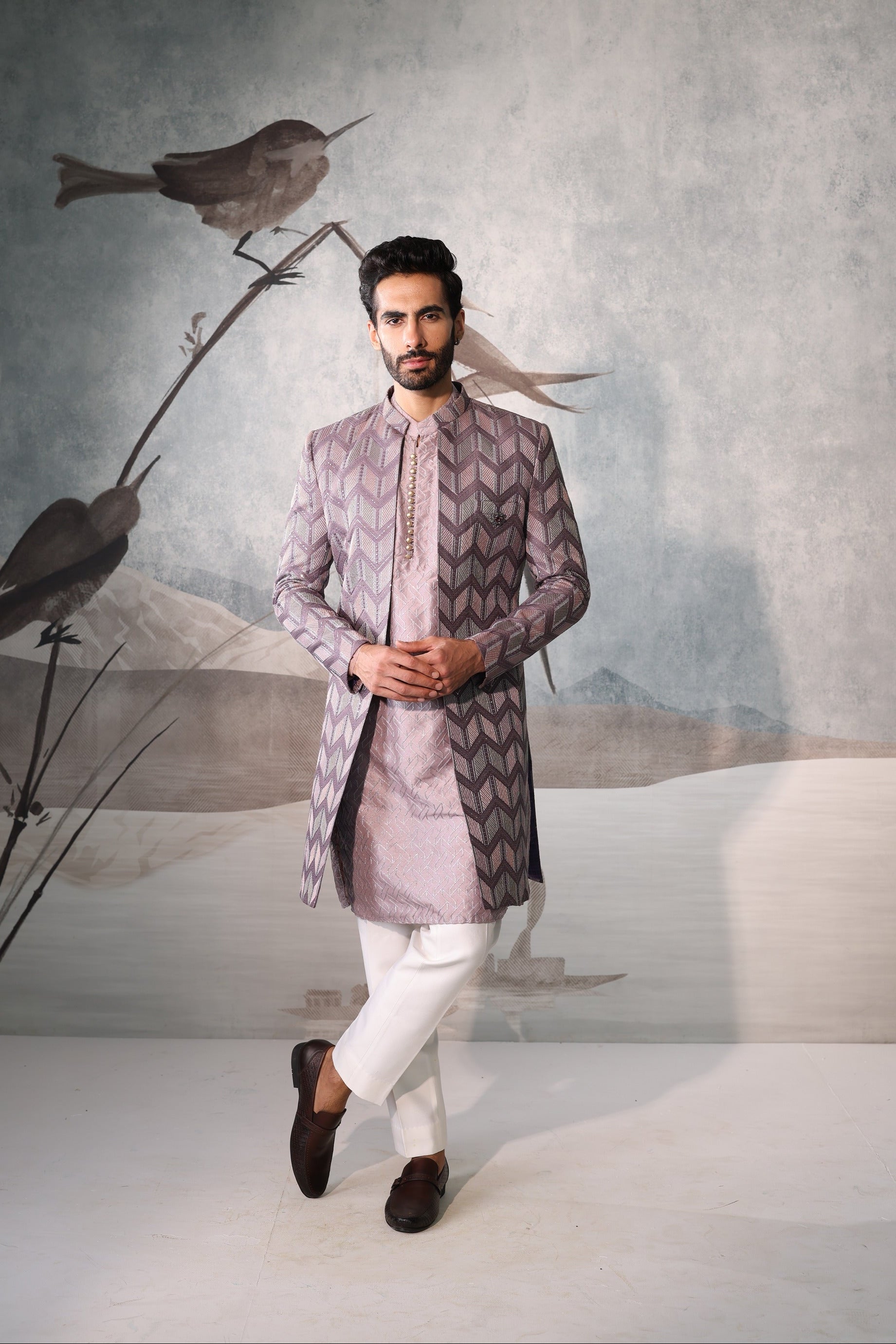 Men’s Lavender Indo Western Jacket Set