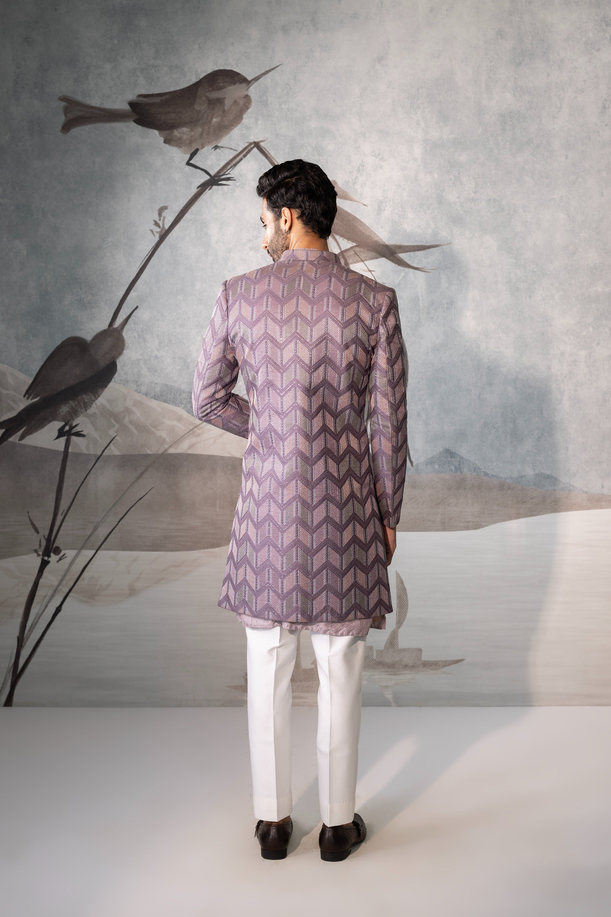 Men’s Lavender Indo Western Jacket Set