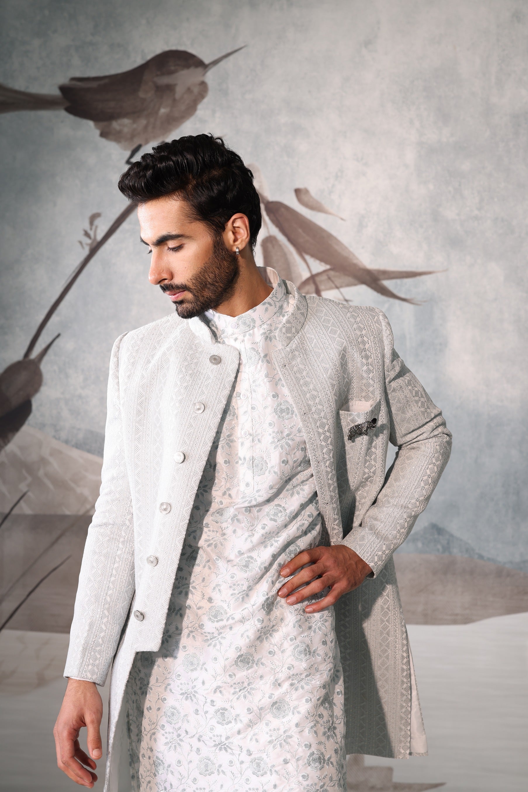 Men’s Mint blue Indo Western Sherwani for Groom