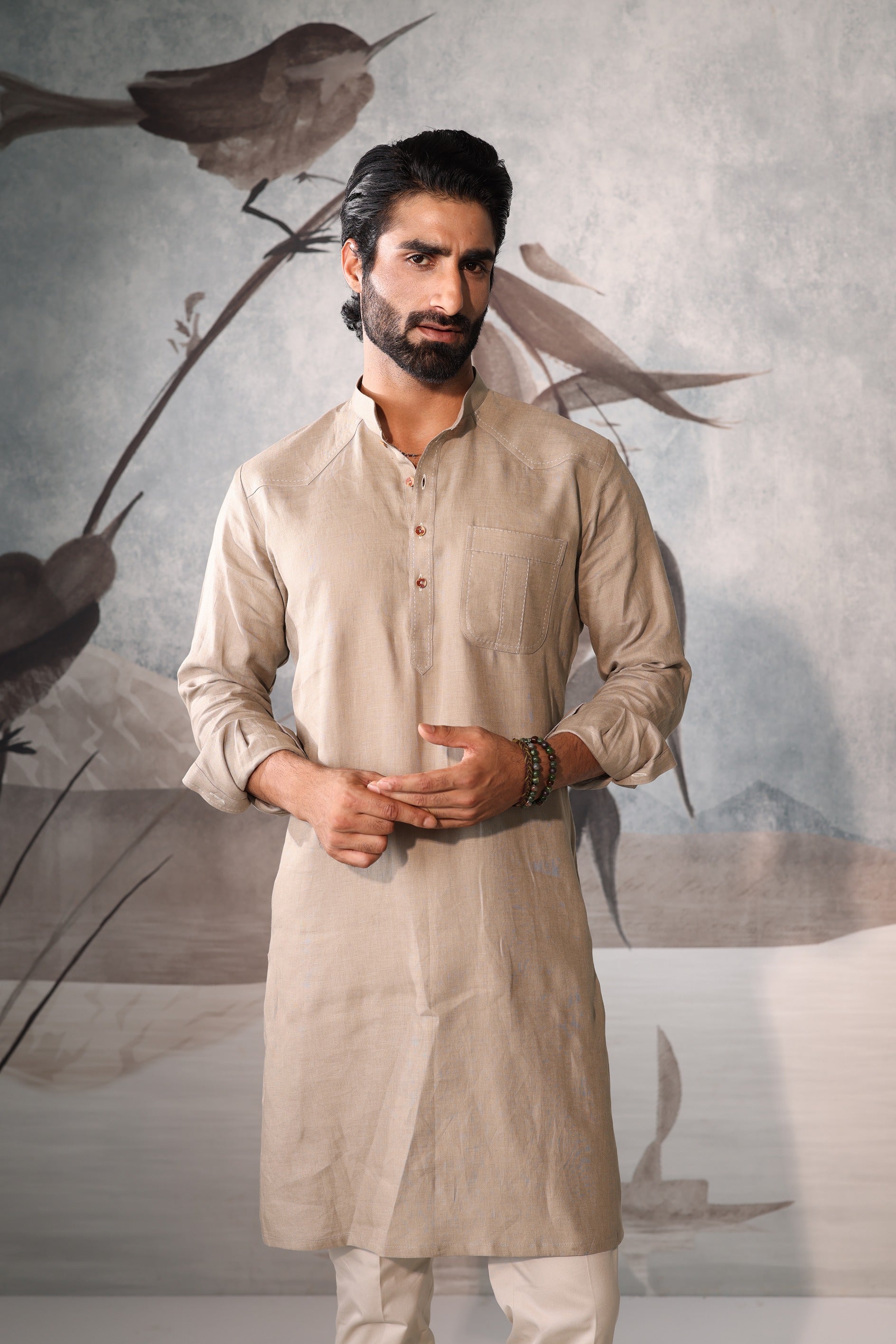 beige kurta set