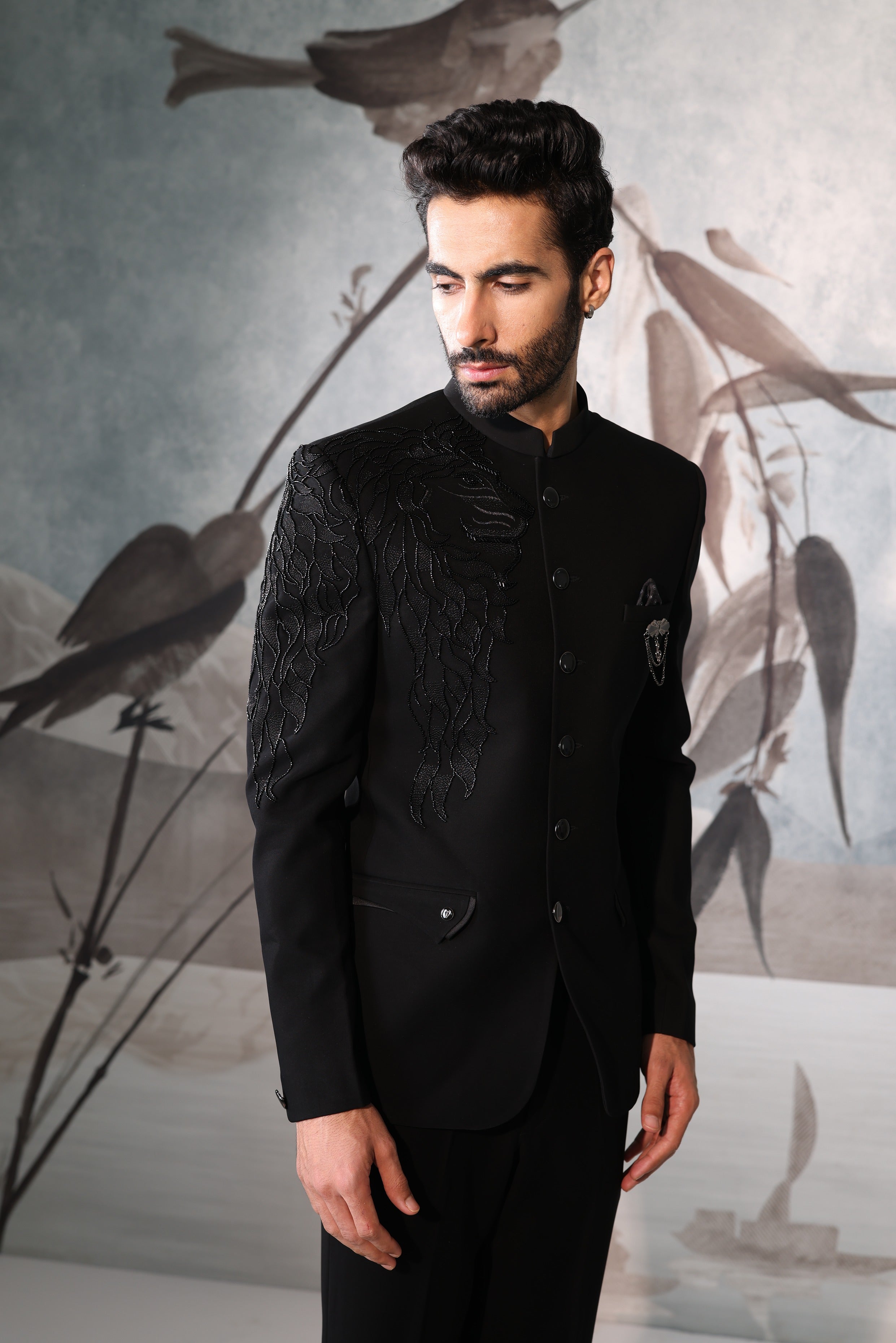 Black Bandgala with one shoulder design