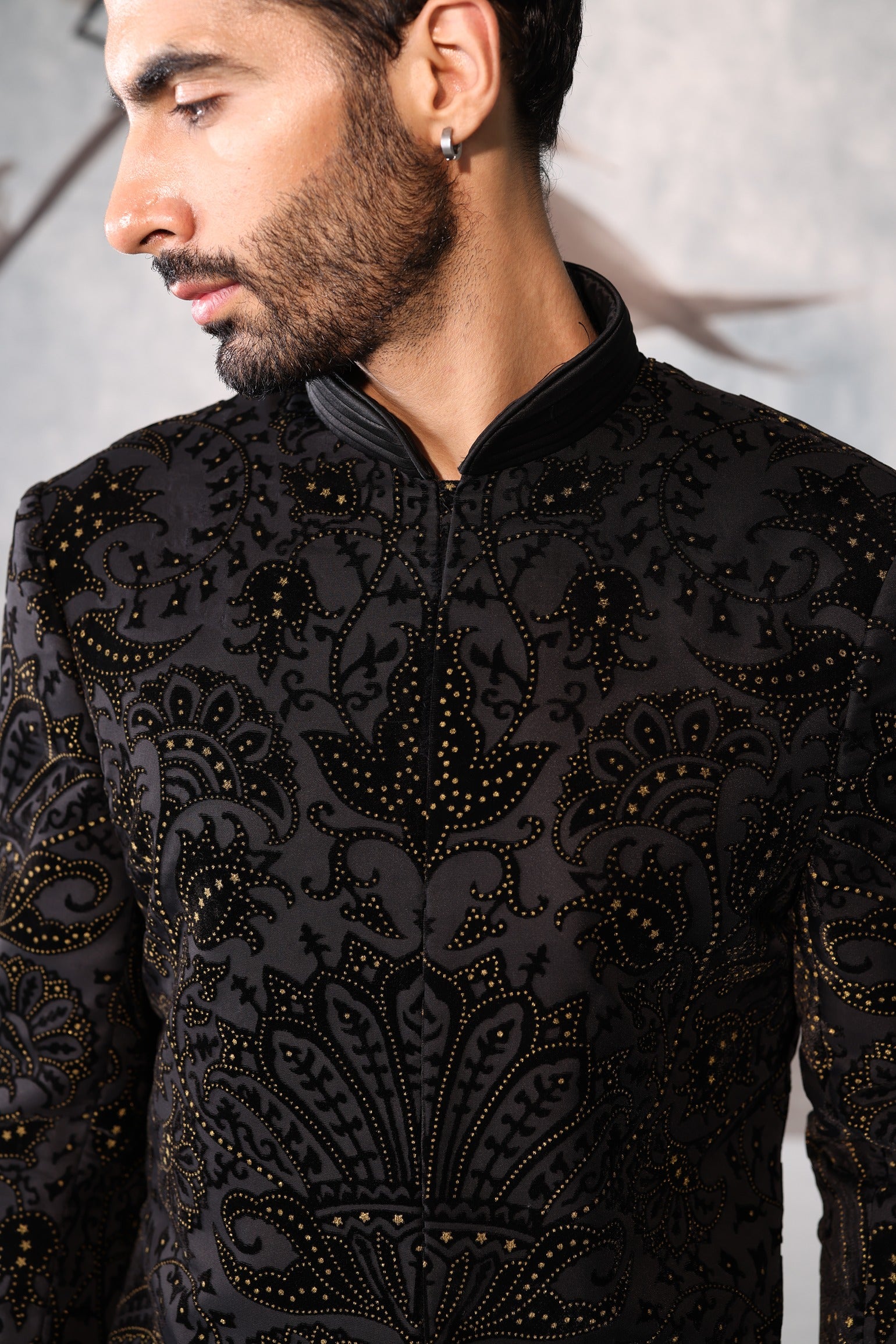 Black indowestern with full embroidery work