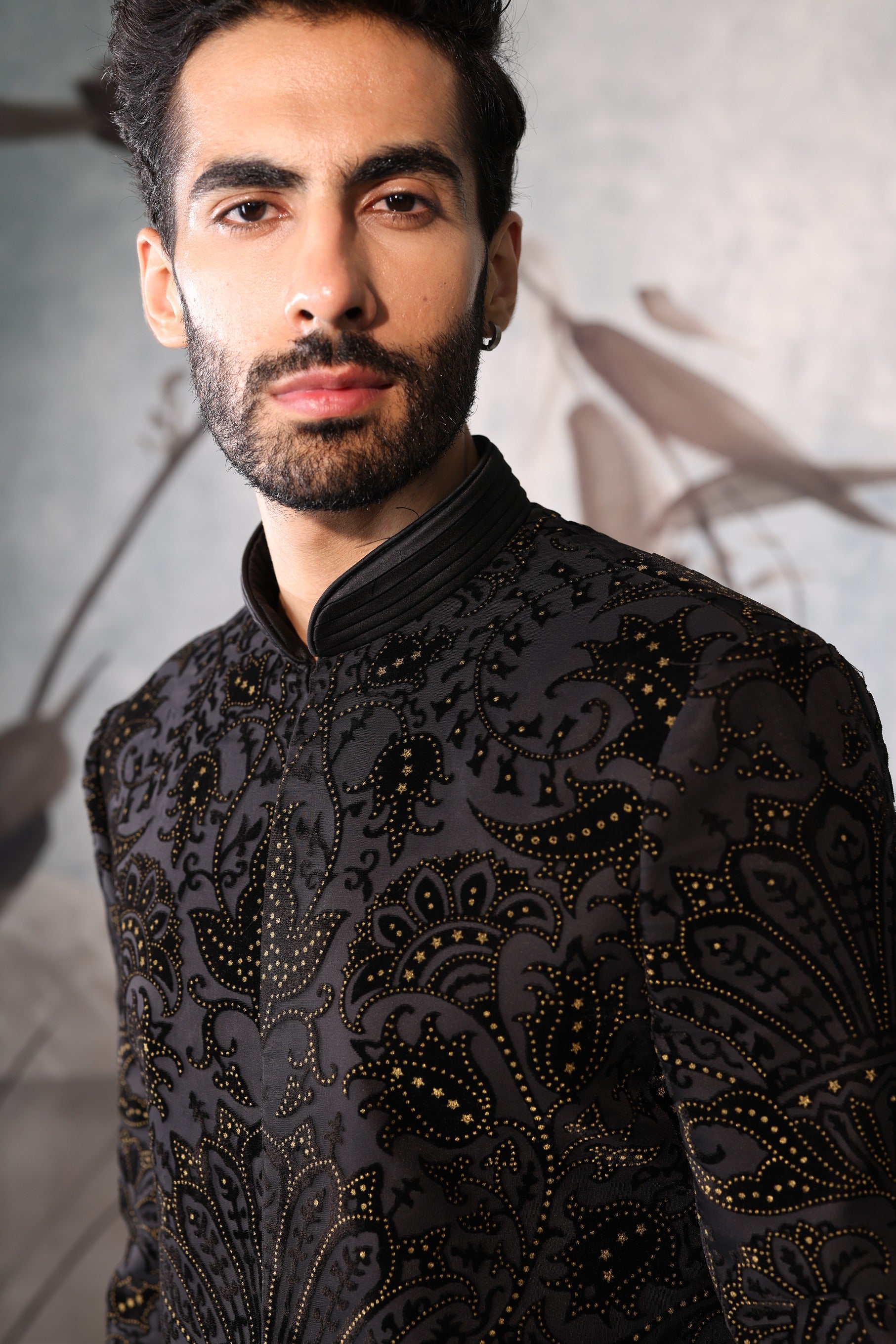 Black indowestern with full embroidery work