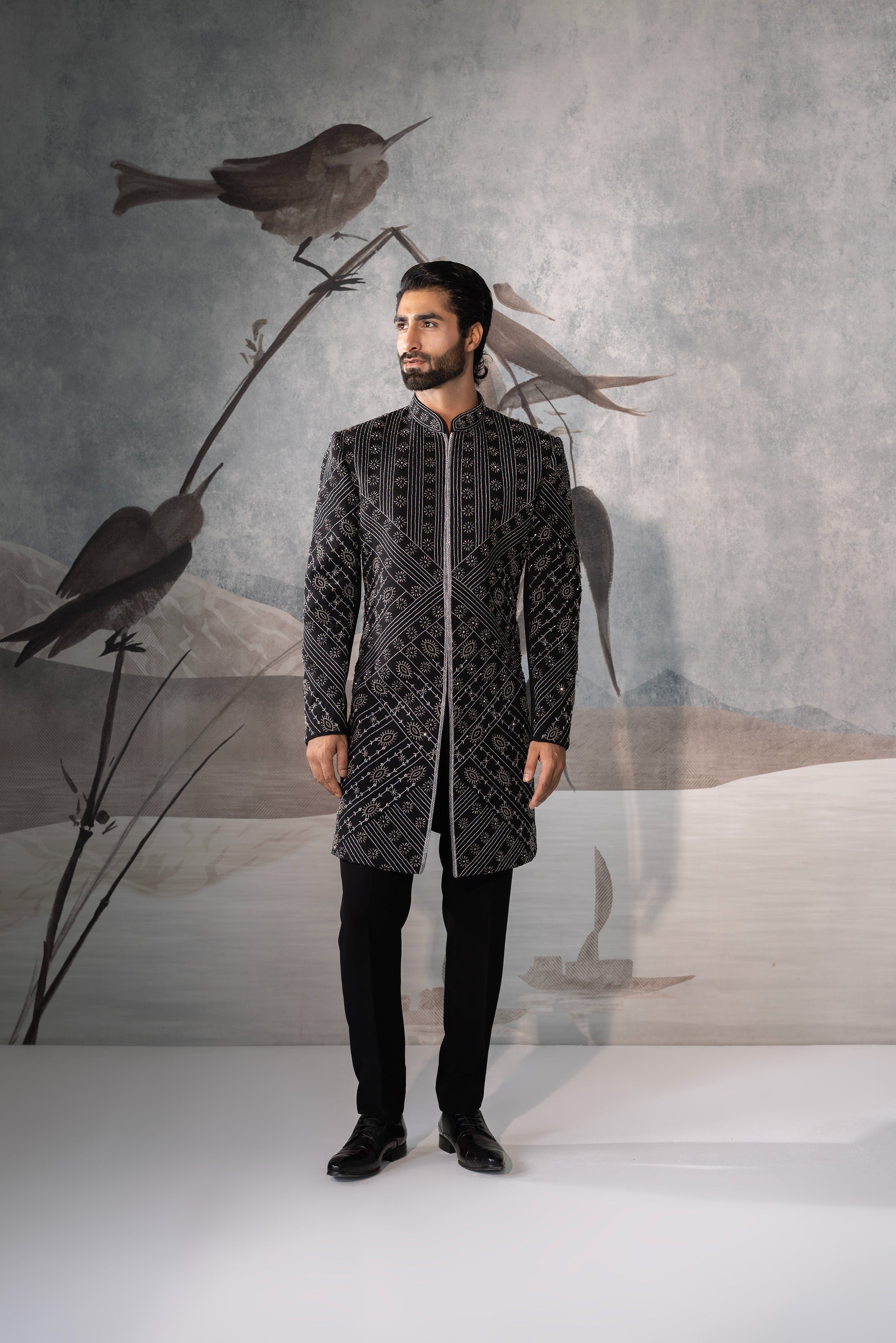 Black Embroidered Indo-Western