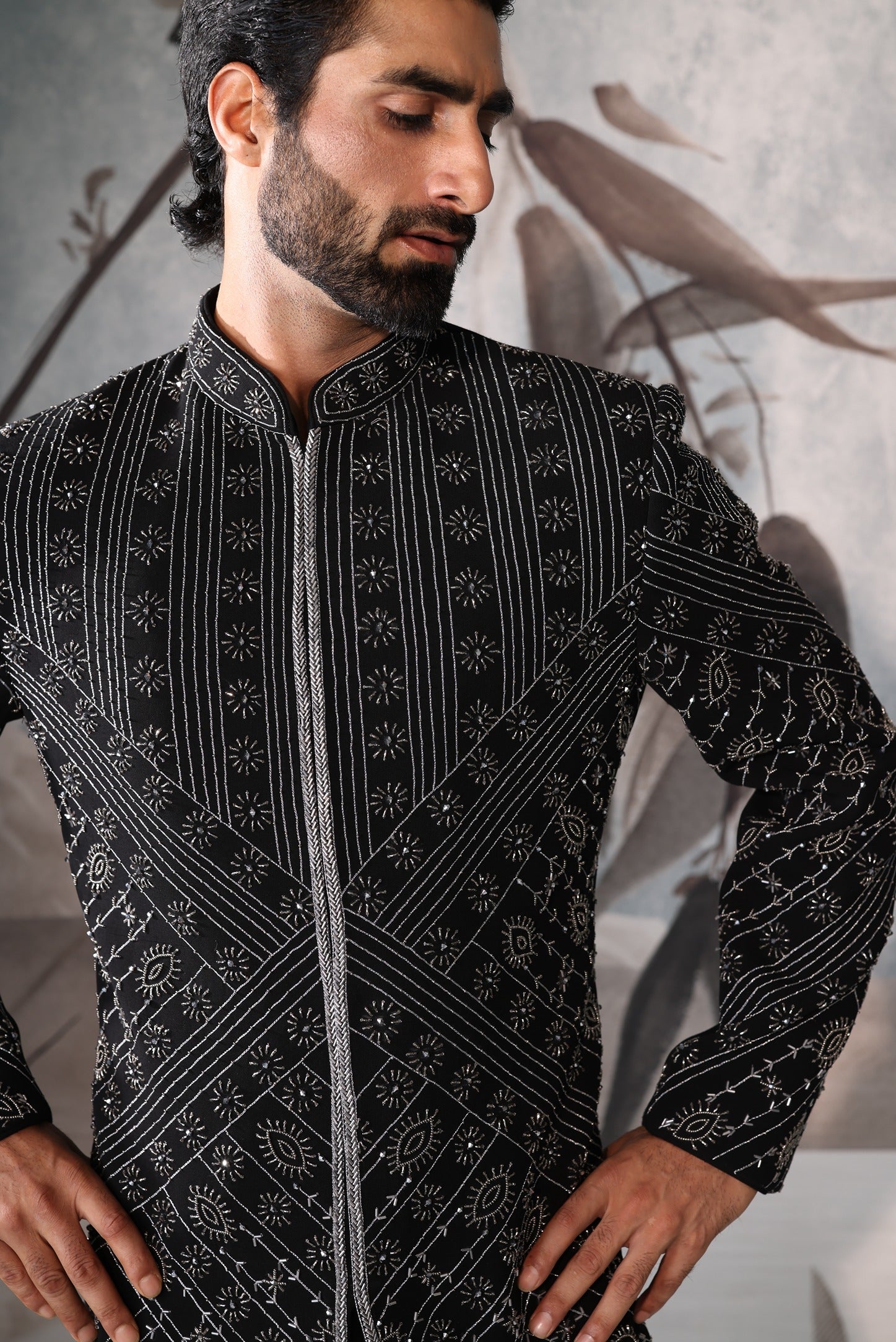 Black Embroidered Indo-Western