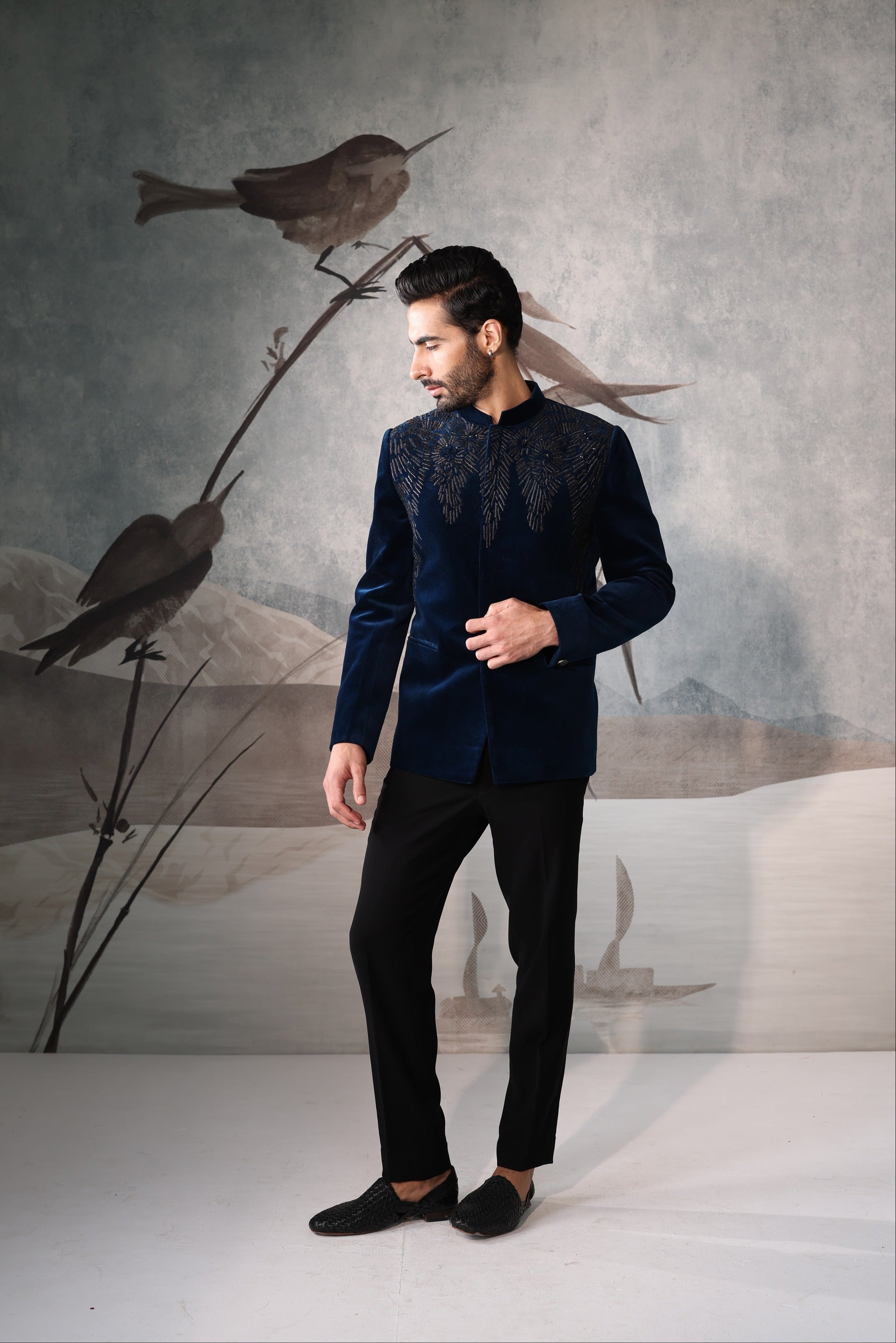 Men's Teel Blue Classic BANDGALA Suit