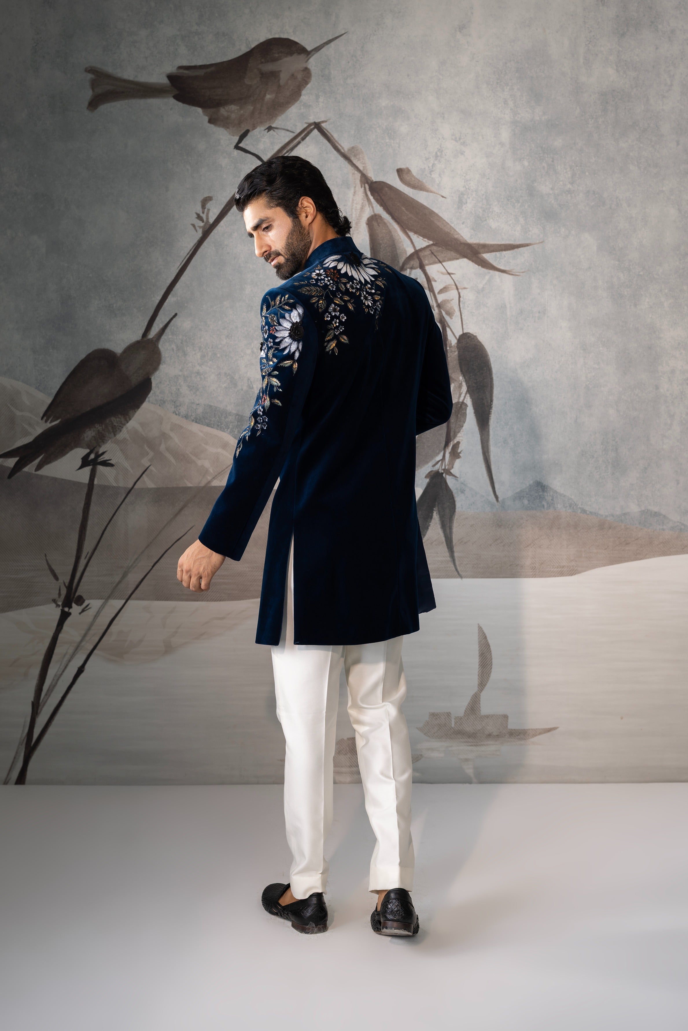 Men's teel Blue Luxury Indo Western Sherwani