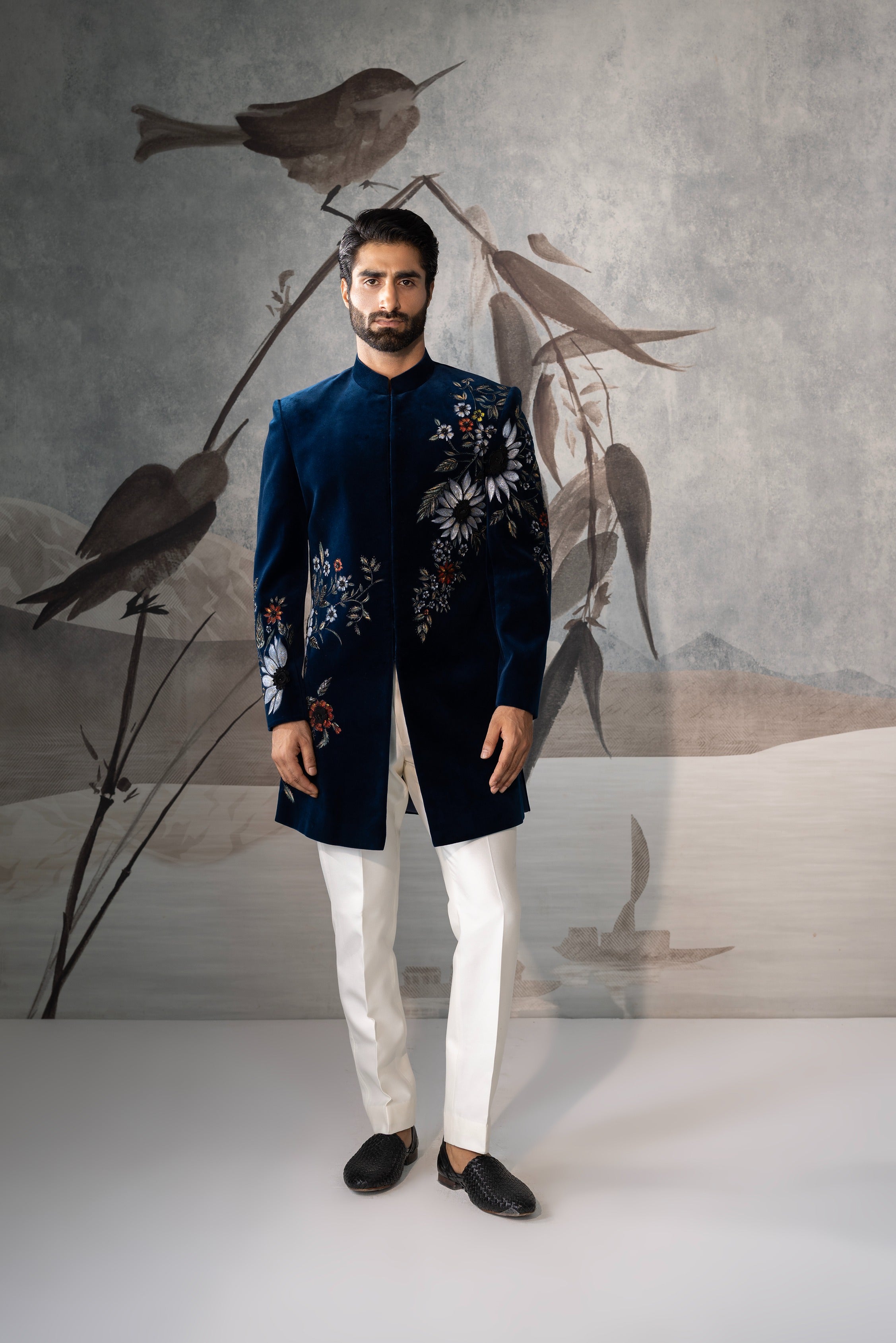 Men's teel Blue Luxury Indo Western Sherwani