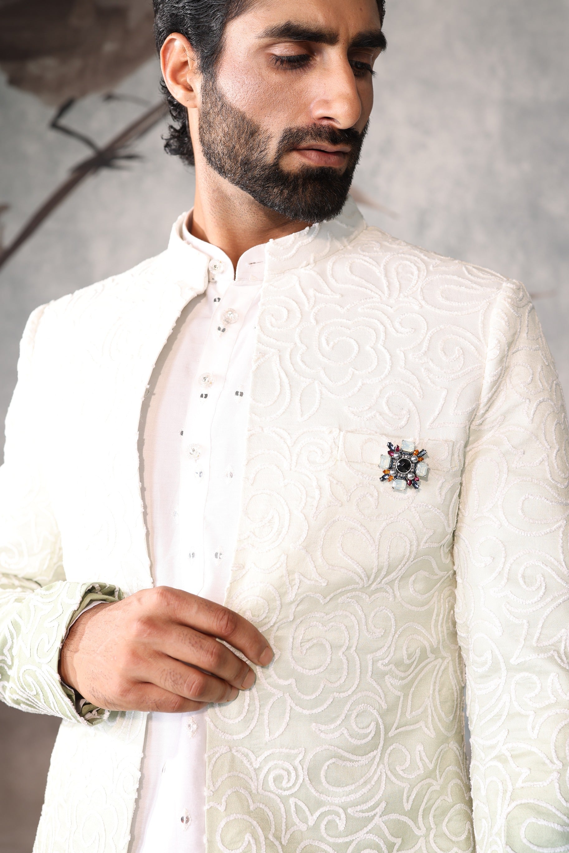 Men's Green Indo Western Kurta Set