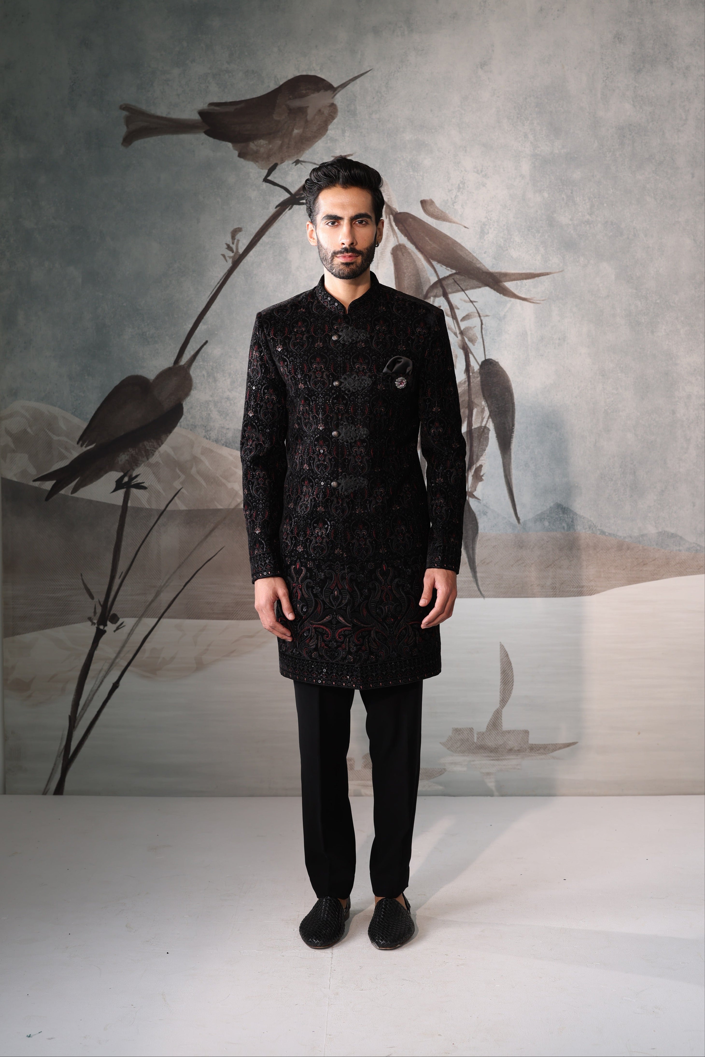 Men's Black Indo Western