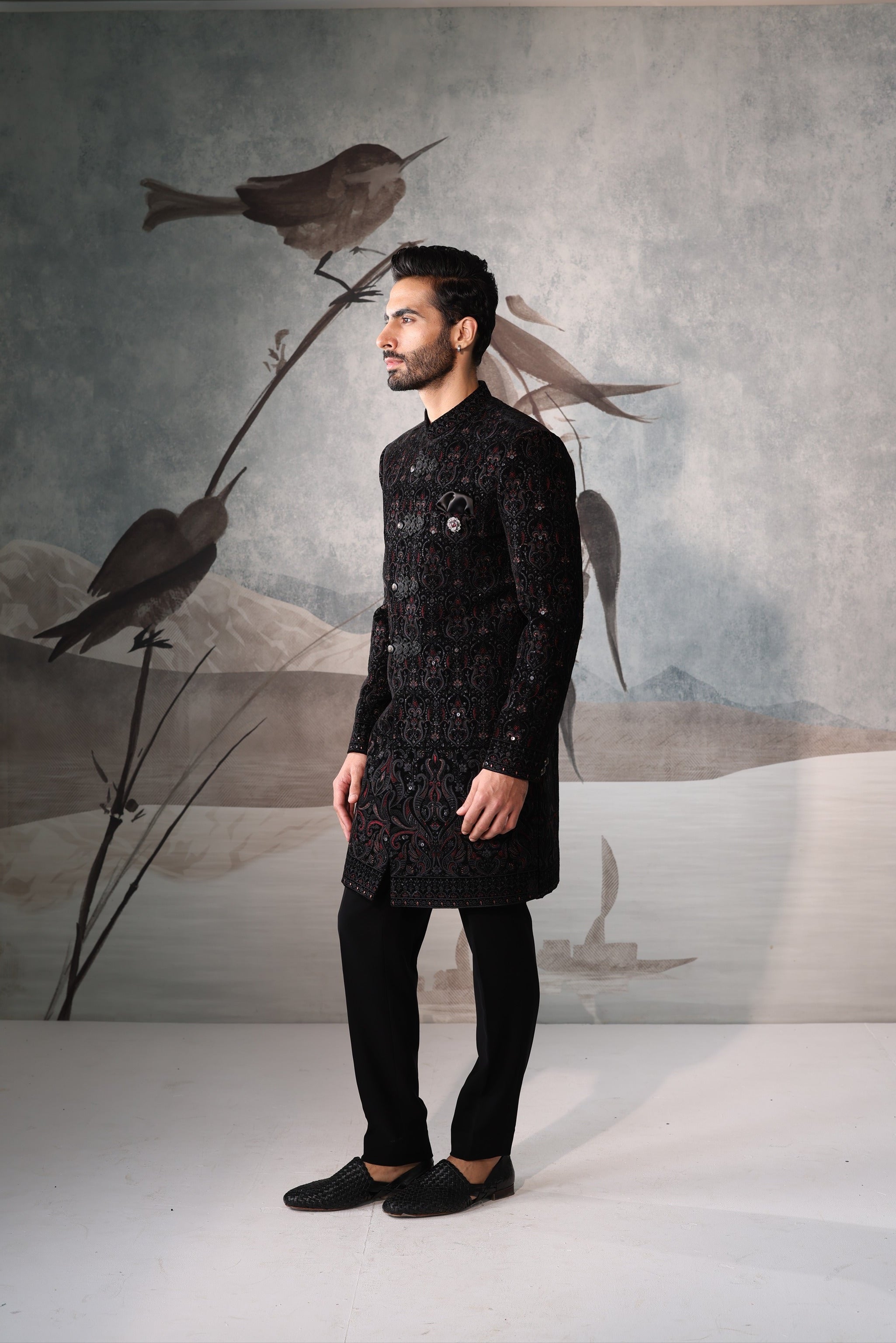 Men's Black Indo Western