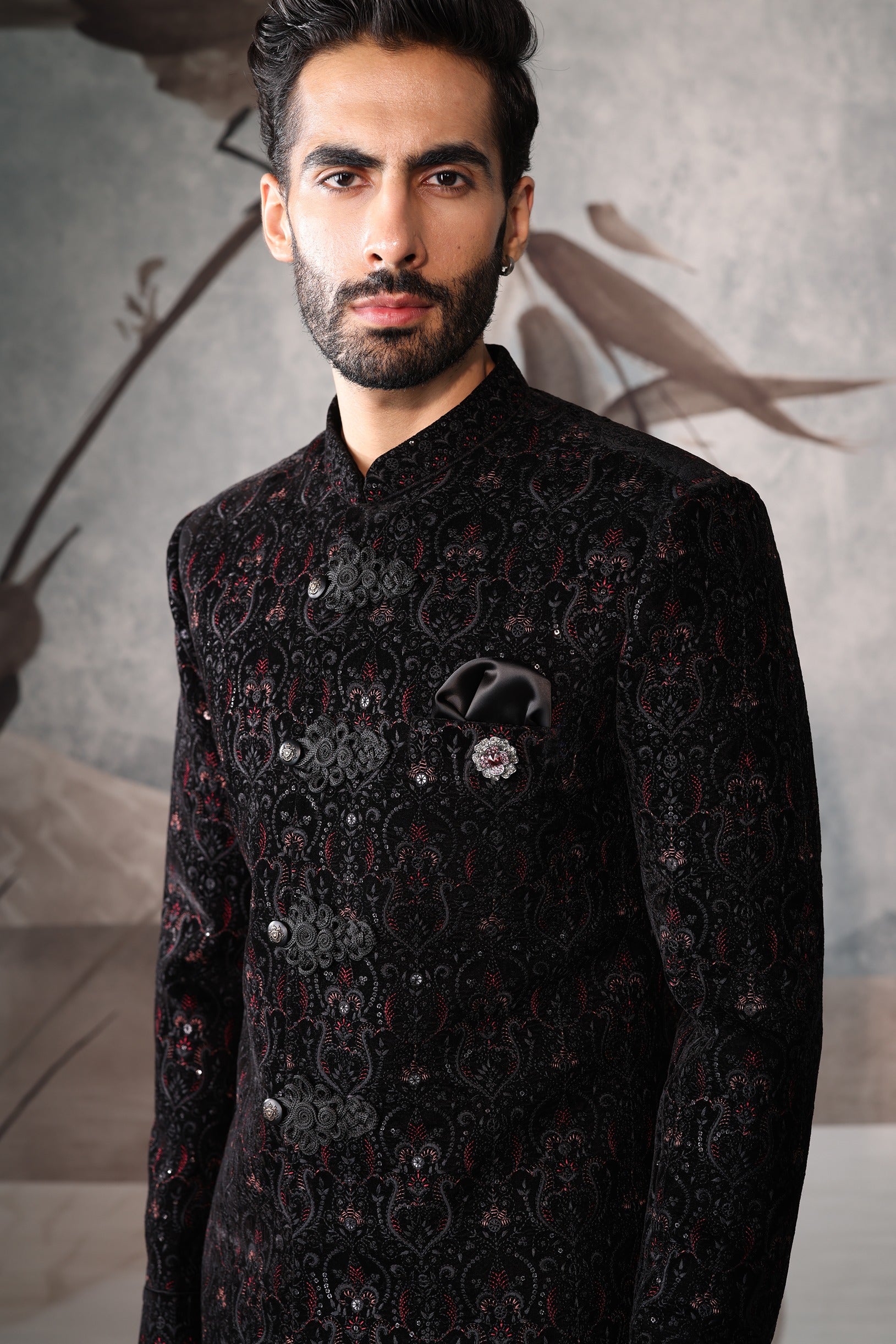 Men's Black Indo Western