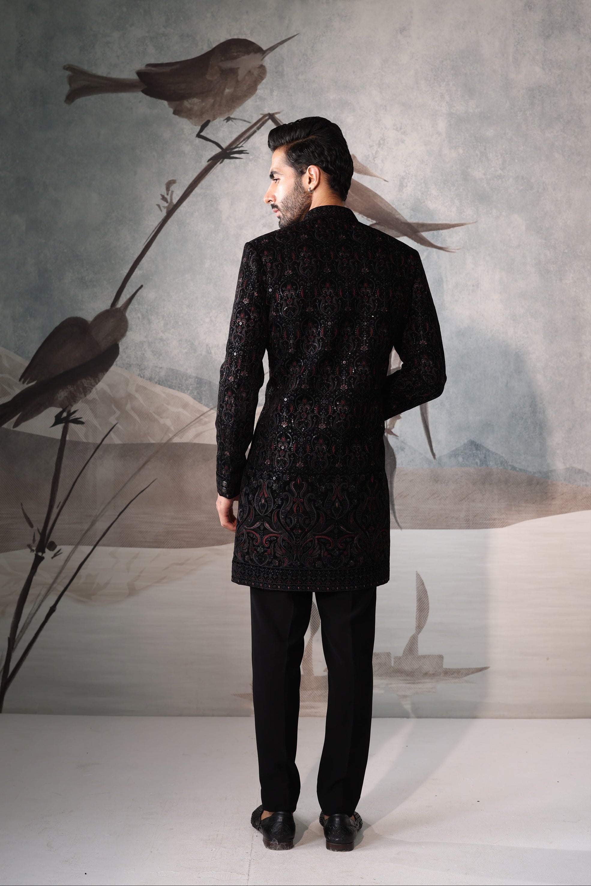 Men's Black Indo Western