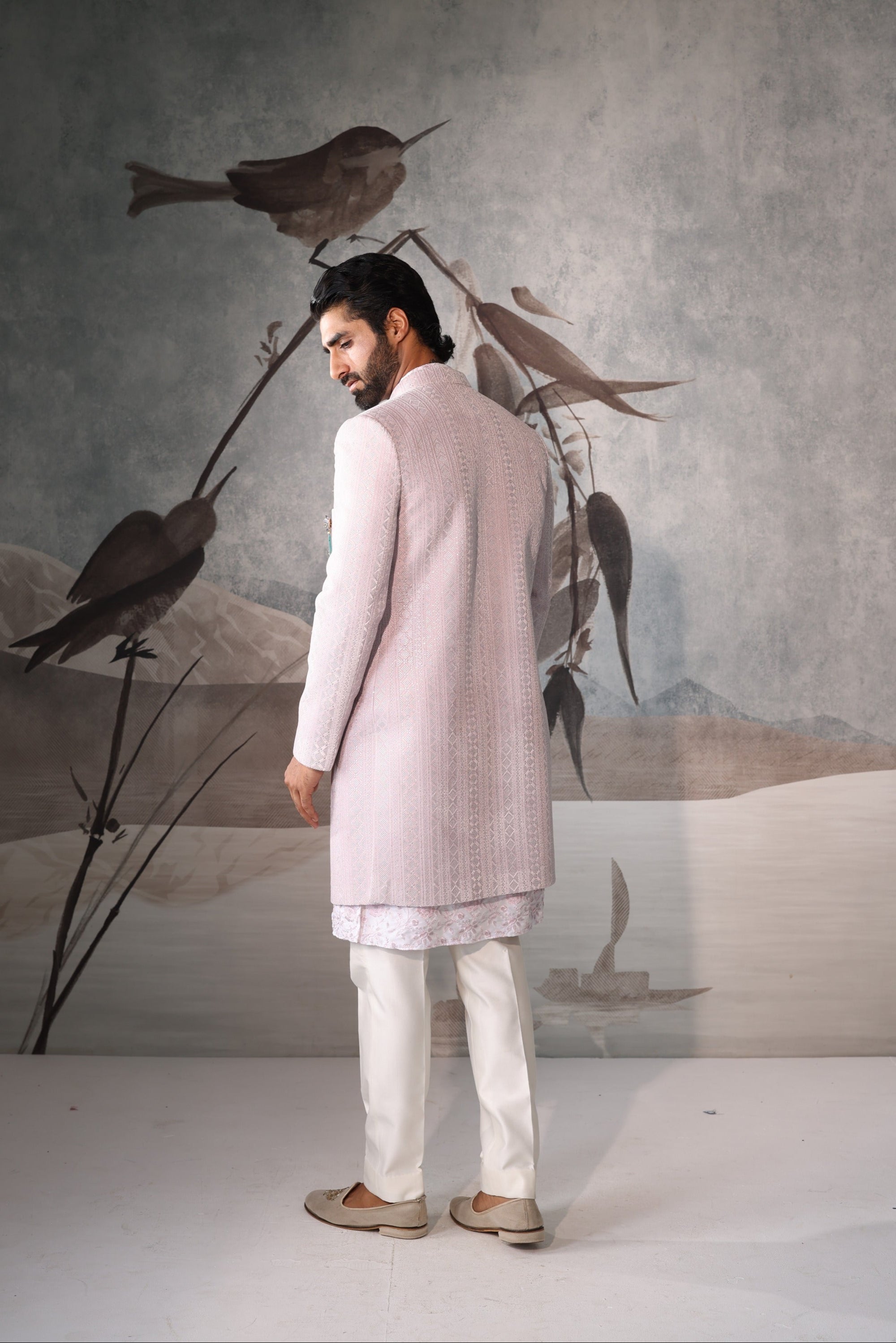 Pink  indo-western for men