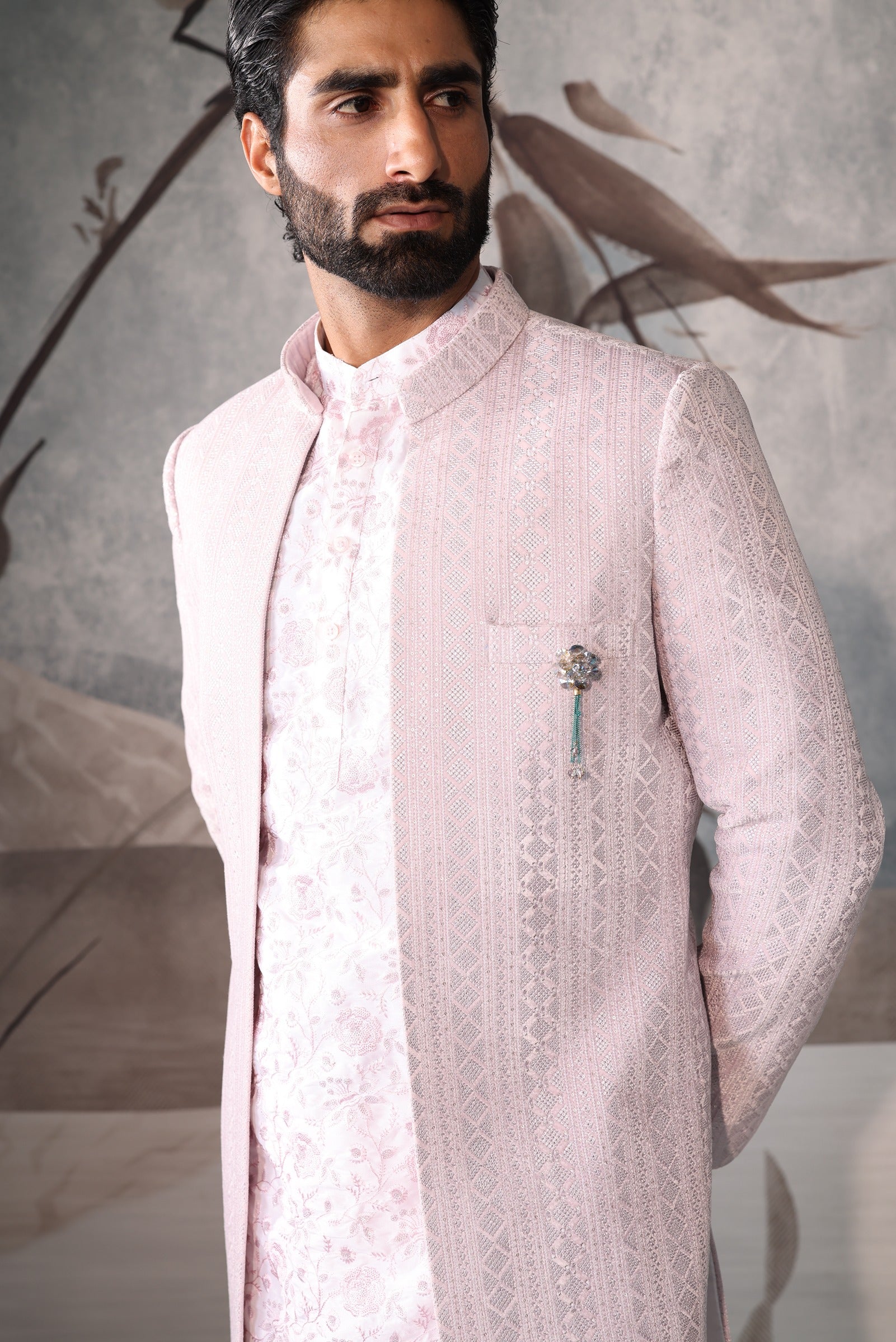 Pink  indo-western for men
