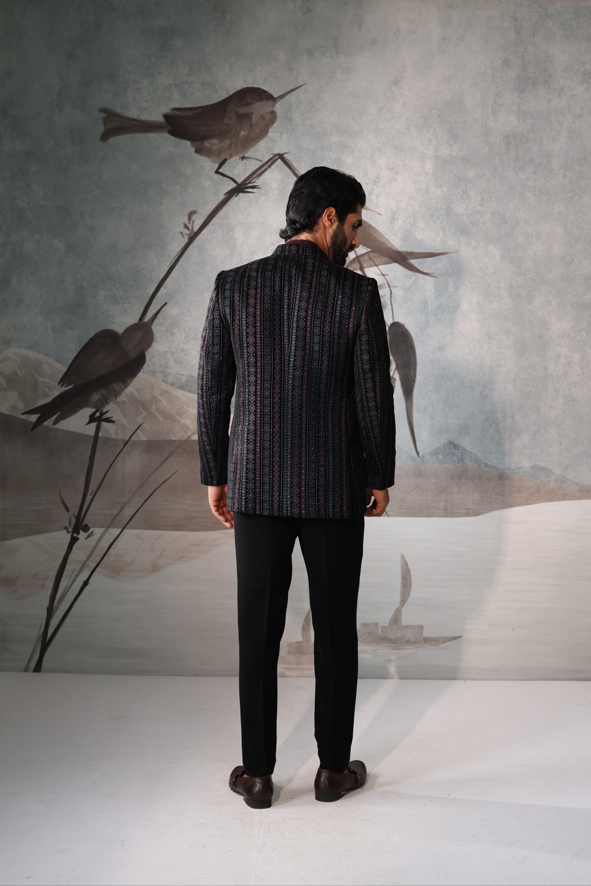 Men’s Blue short indo western jacket