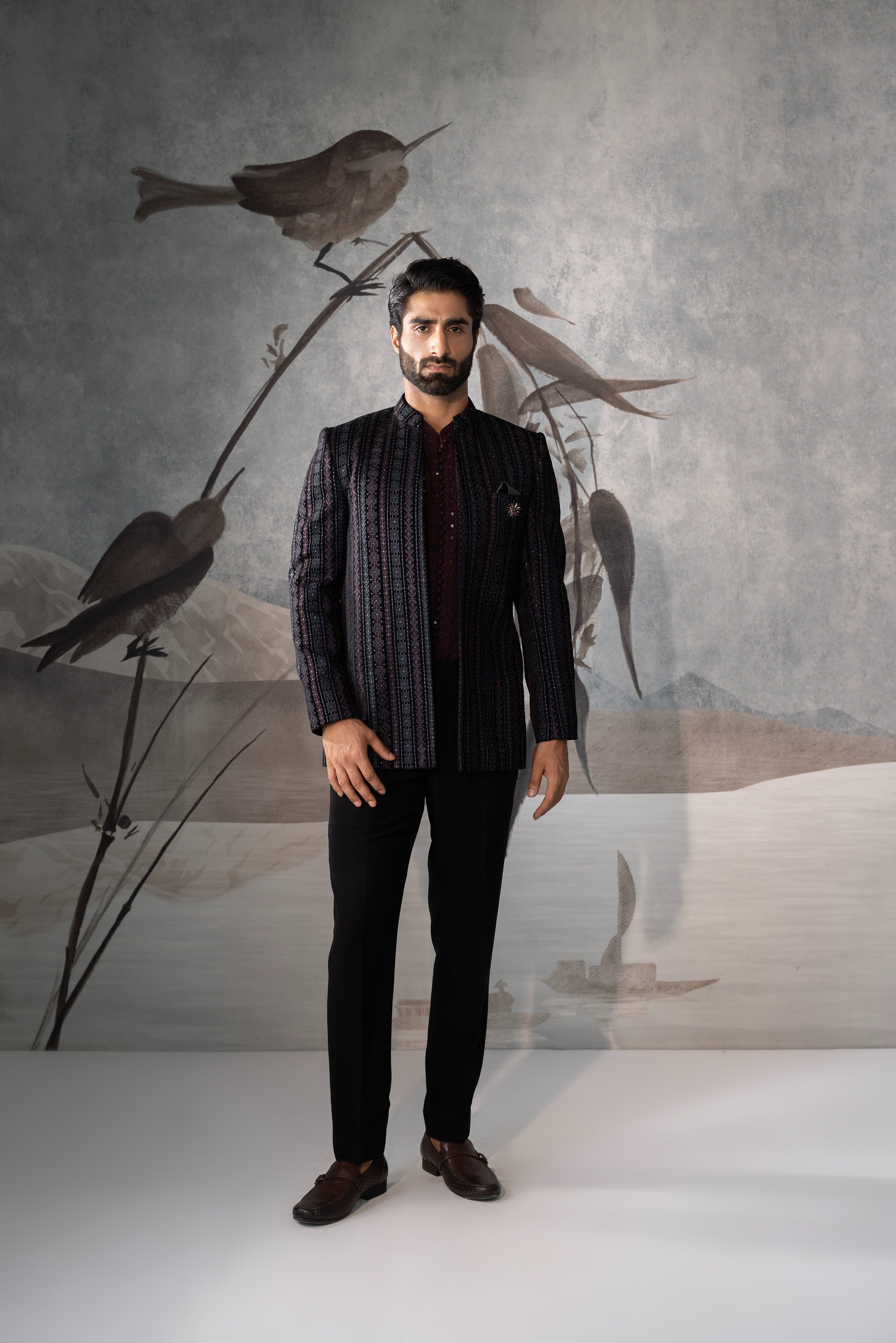 Men’s Blue short indo western jacket