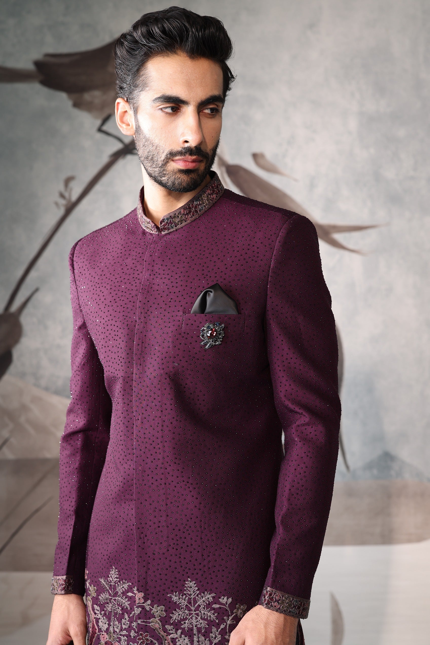 Men's Wine Color Indo Western