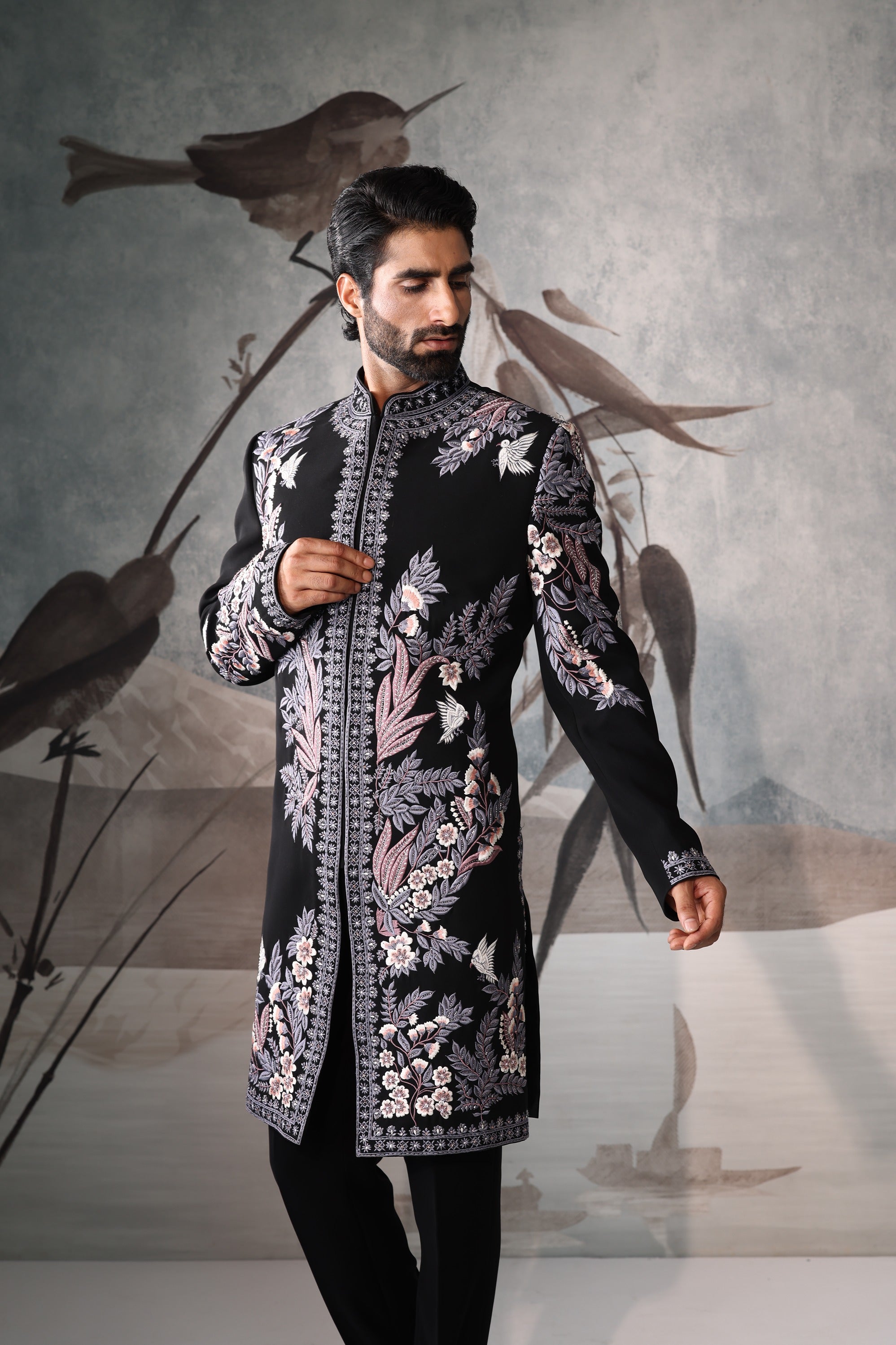 Black Indo Western for men